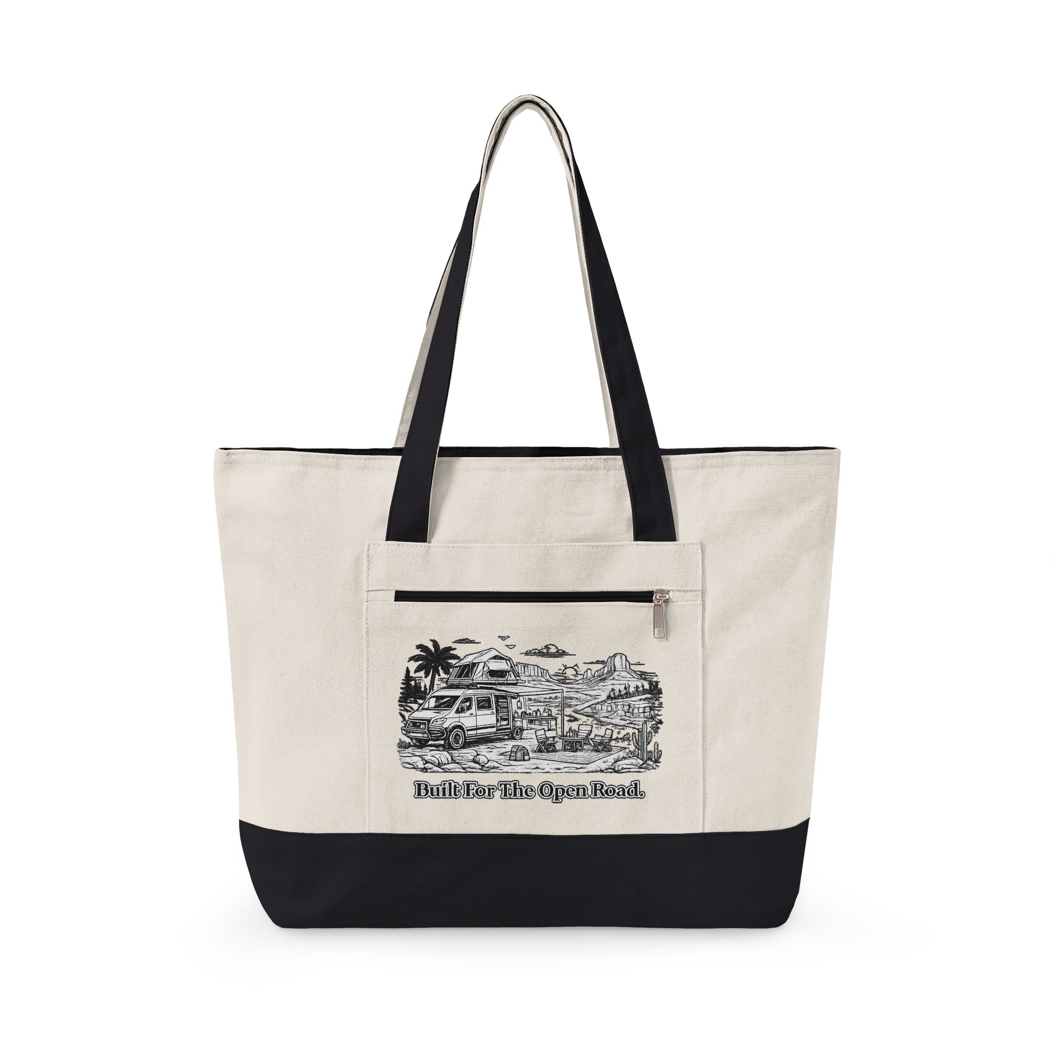 7953623734751446501_2048.jpeg Zippered Canvas Tote — "Built For the Open Road" (Design Minimal-Line)