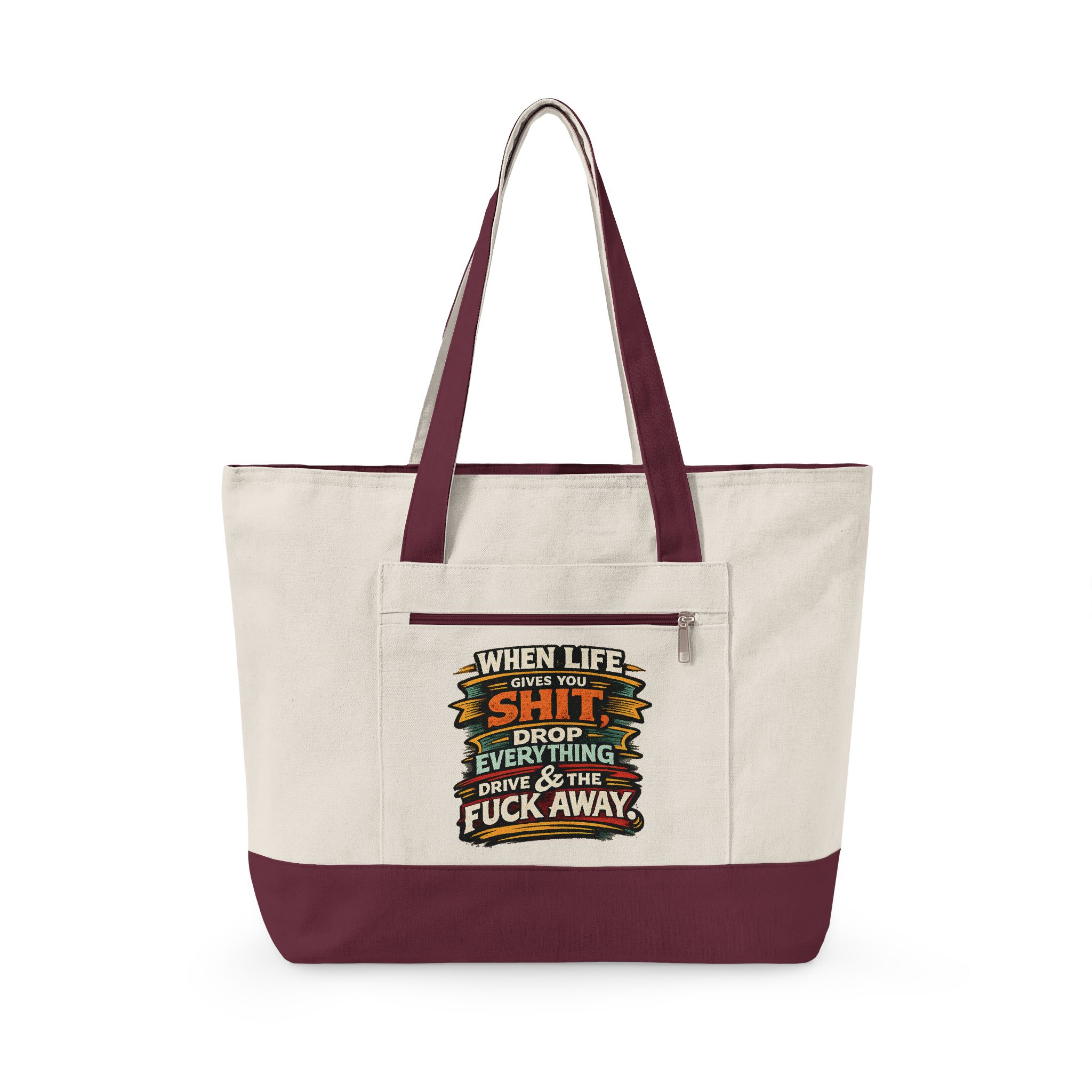 8070139239968349140_2048.jpeg Zippered Canvas Tote — "When Life Gives You Shit" (Design F**K-Line)