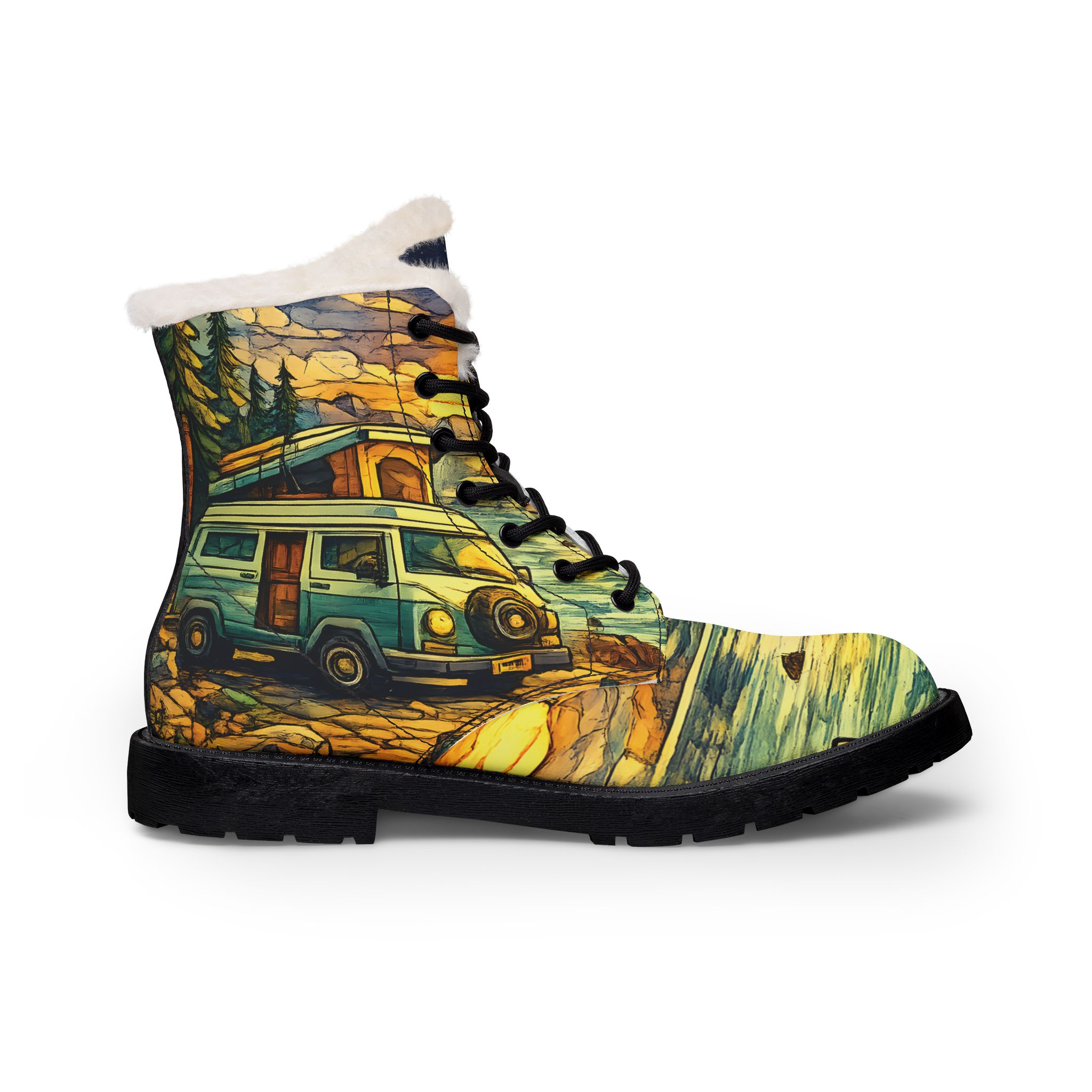 8303325656938330398_2048.jpeg Women's Fur and Leather Boots — Retro VW camper Boots (Cubic-Line)