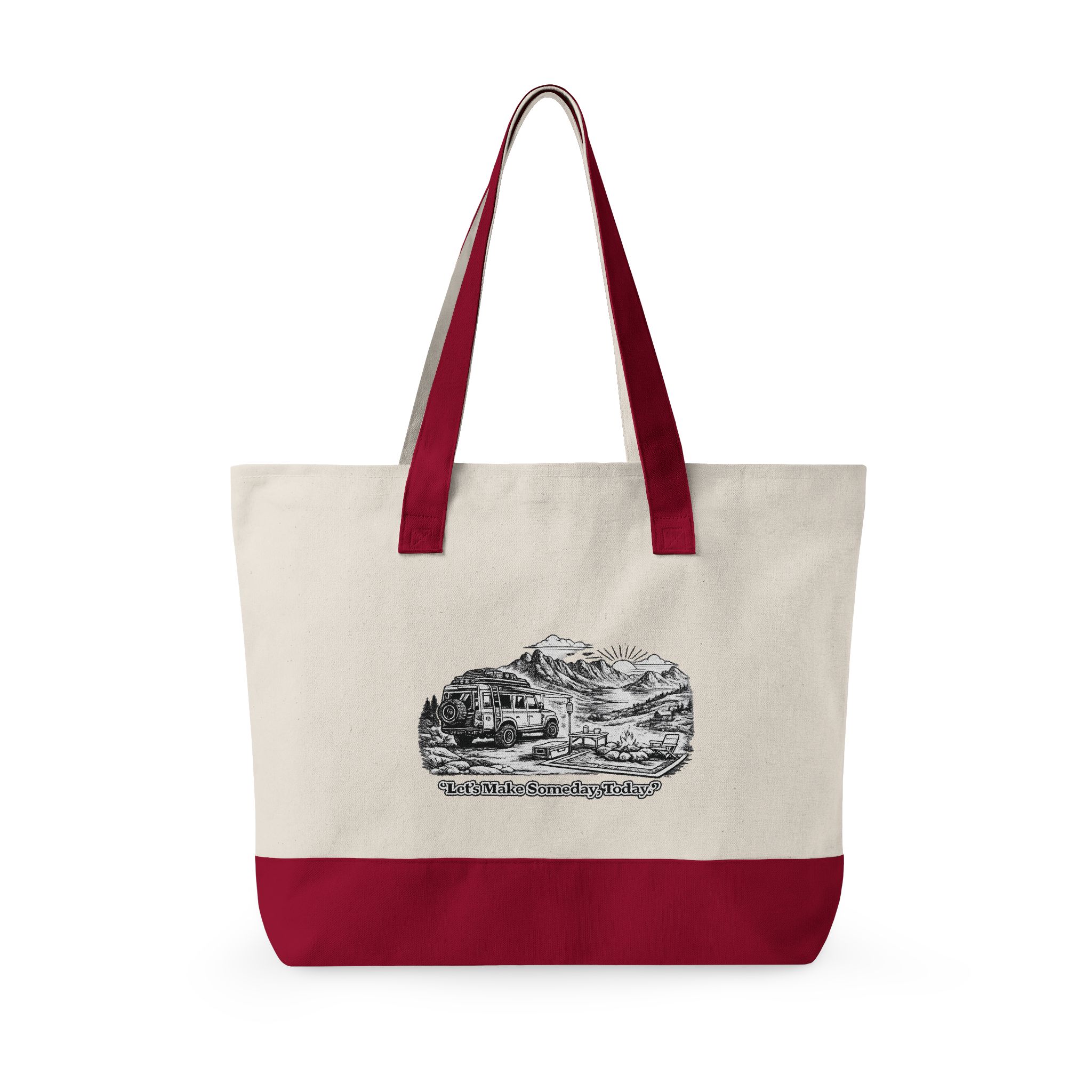 Zippered Canvas Tote — "Lets Make Some Day, Today" (Design Minimal-Line)