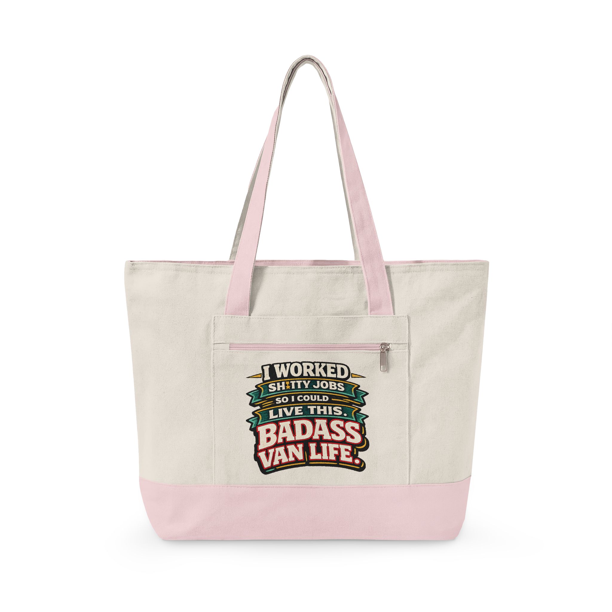 8553373922482256296_2048.jpeg Zippered Canvas Tote — "I worked Shitty Jobs" (Design F**K-Line)