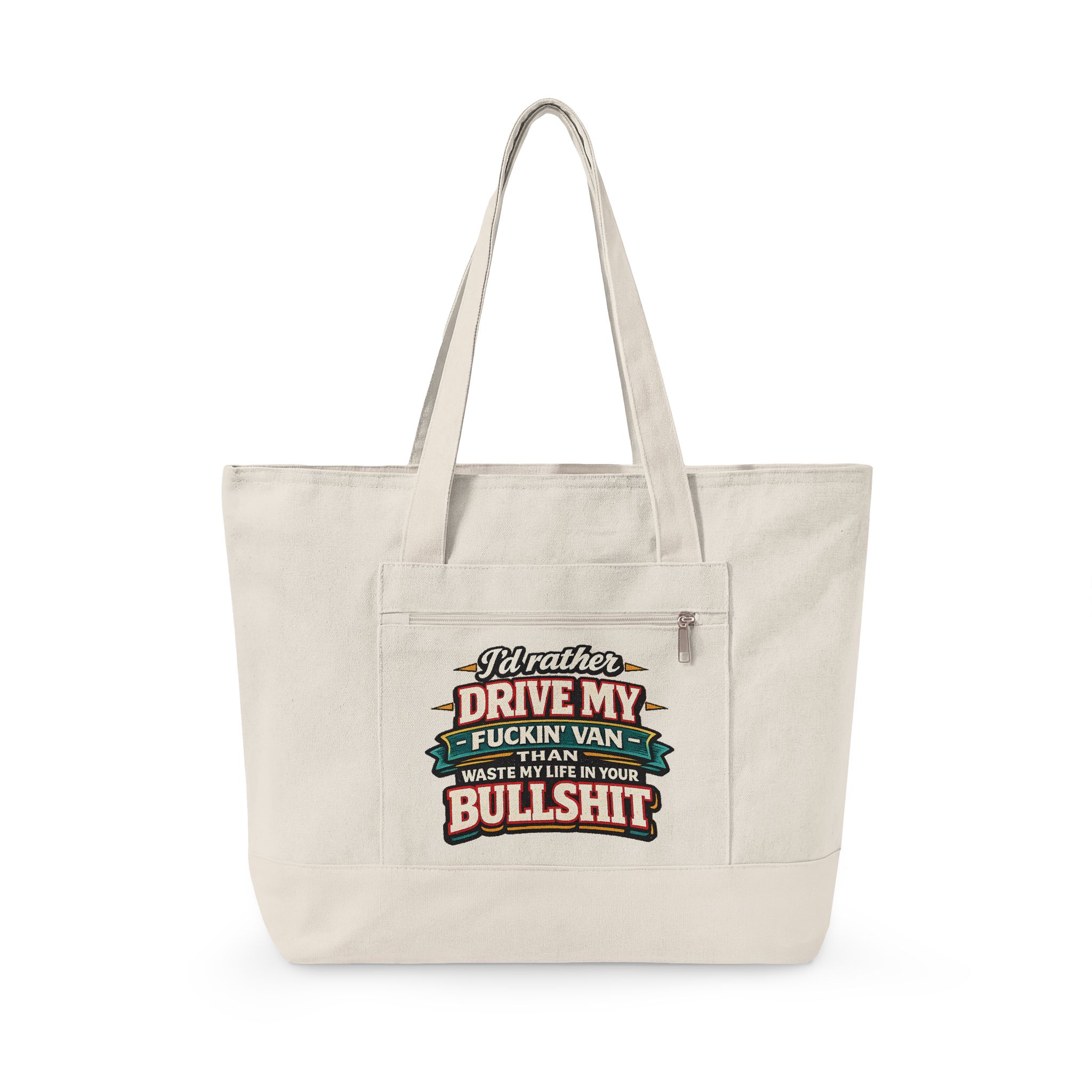 8634486492588190534_2048.jpeg Zippered Canvas Tote — "I d Rather Drive My Fuckin Van" (Design F**K-Line)