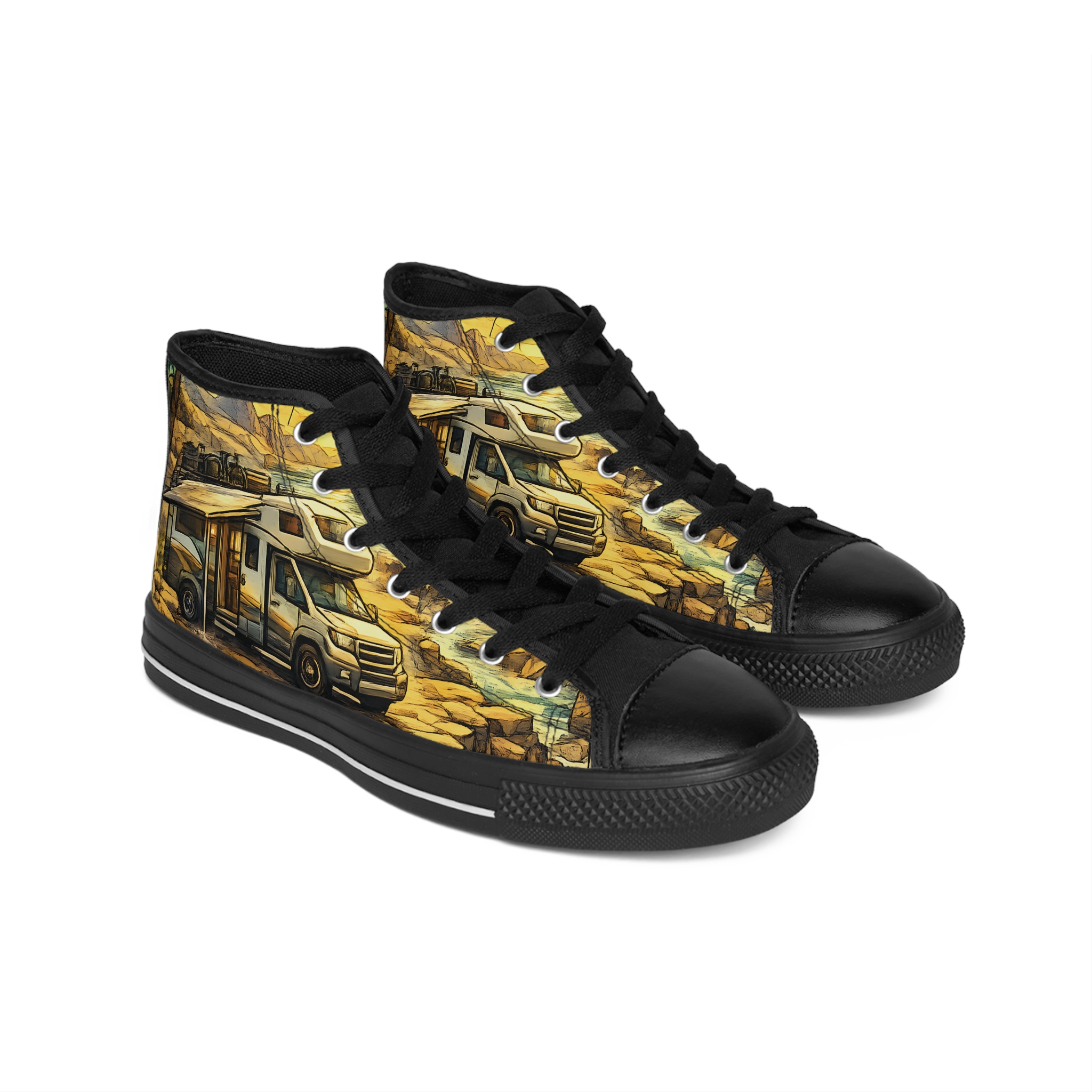 8679165793586872493_2048.jpeg Men's High Top Sneakers — Ford RV Roadtrip Shoes (Design Cubic-Line)