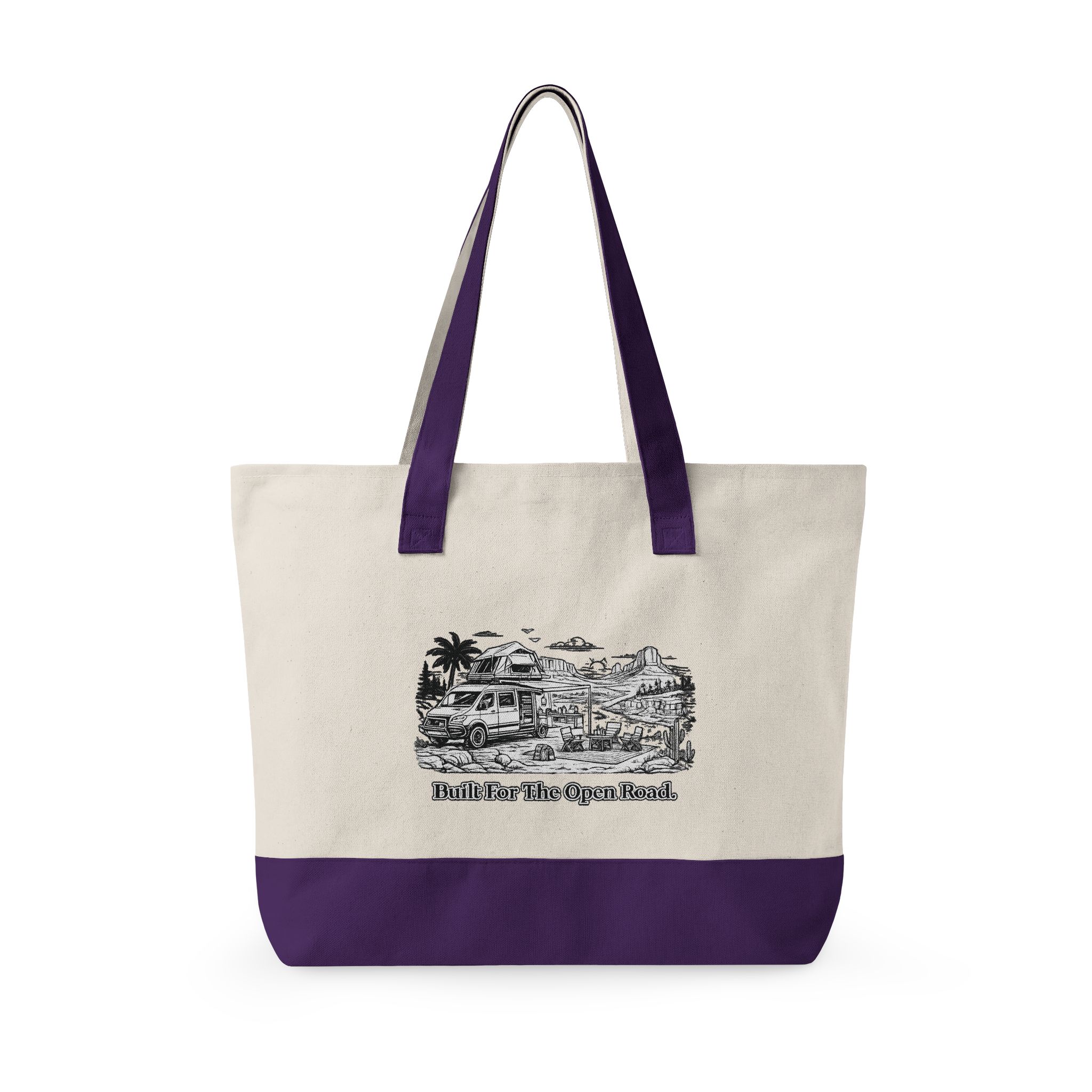 8686278656807173311_2048.jpeg Zippered Canvas Tote — "Built For the Open Road" (Design Minimal-Line)