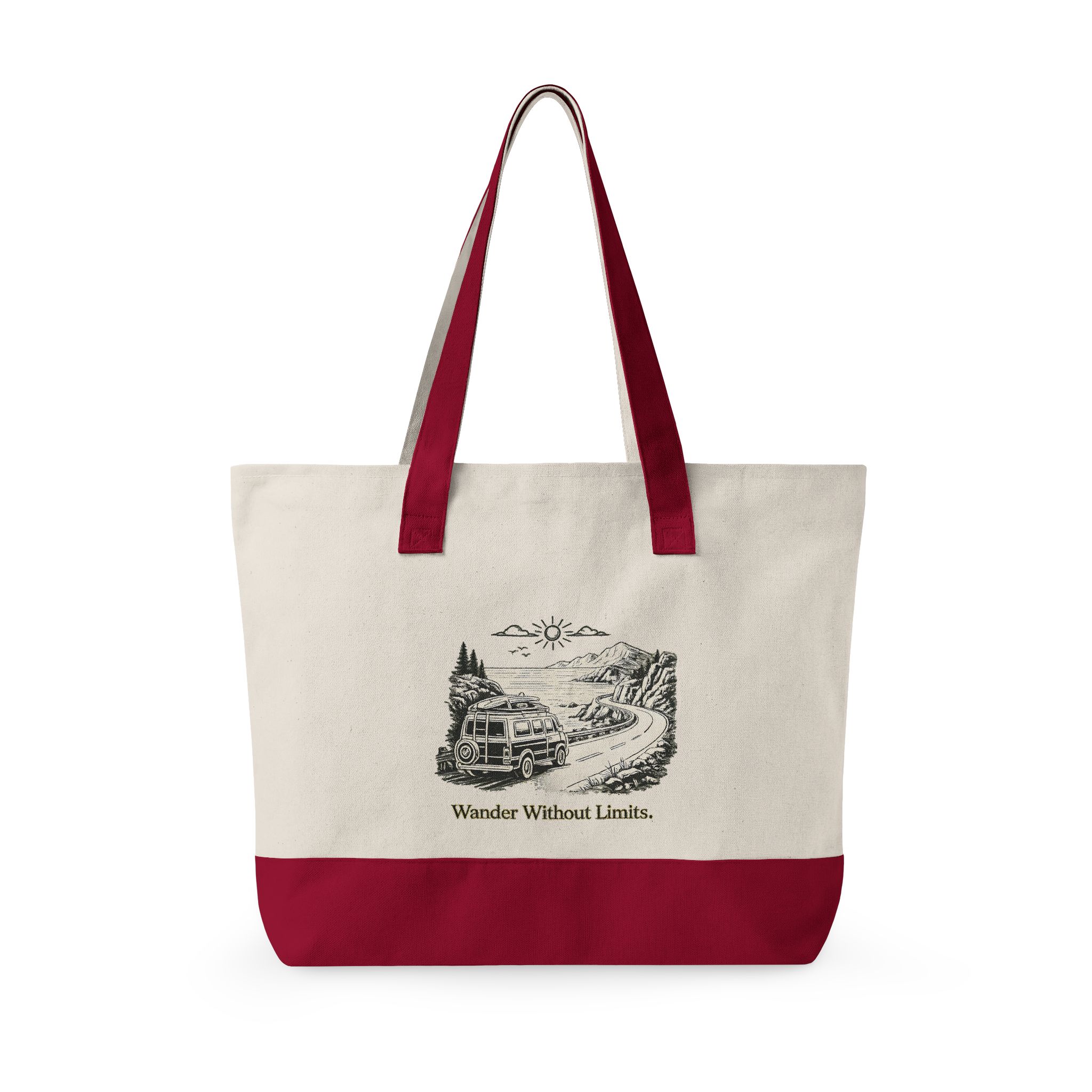 8997385777587433573_2048.jpeg Zippered Canvas Tote — "Wander Whitout Limits" (Design Minimal-Line)