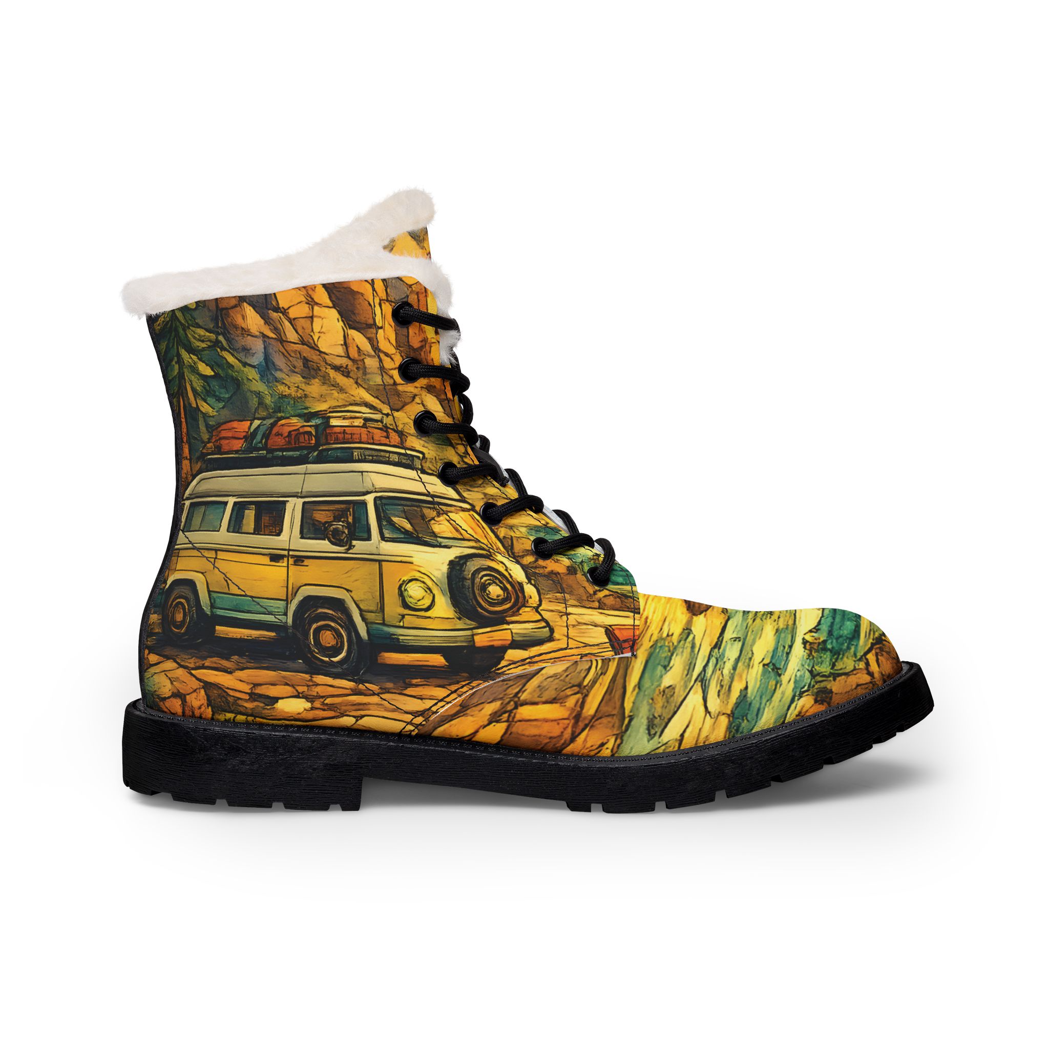 9038713310803953281_2048.jpeg Men's Fur and Leather Boots — VW Camper Van Wilderness Print (Cubic-Line)