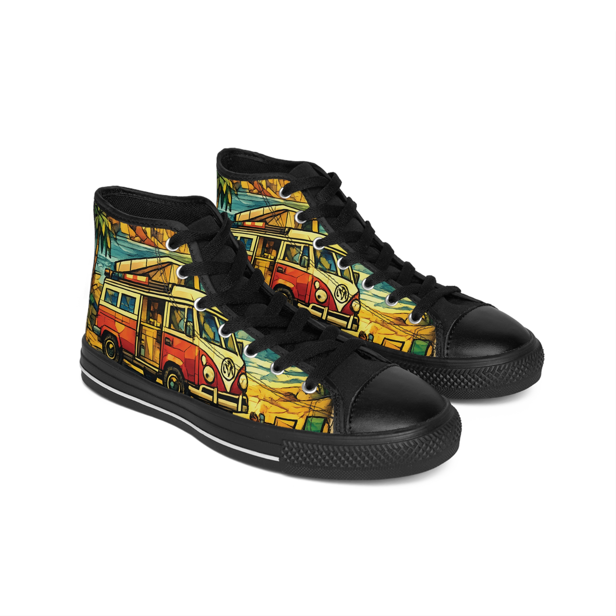 9144230036498715624_2048.jpeg Men's High Top Sneakers — Retro VW RV Shoes (Design Cubic-Line)
