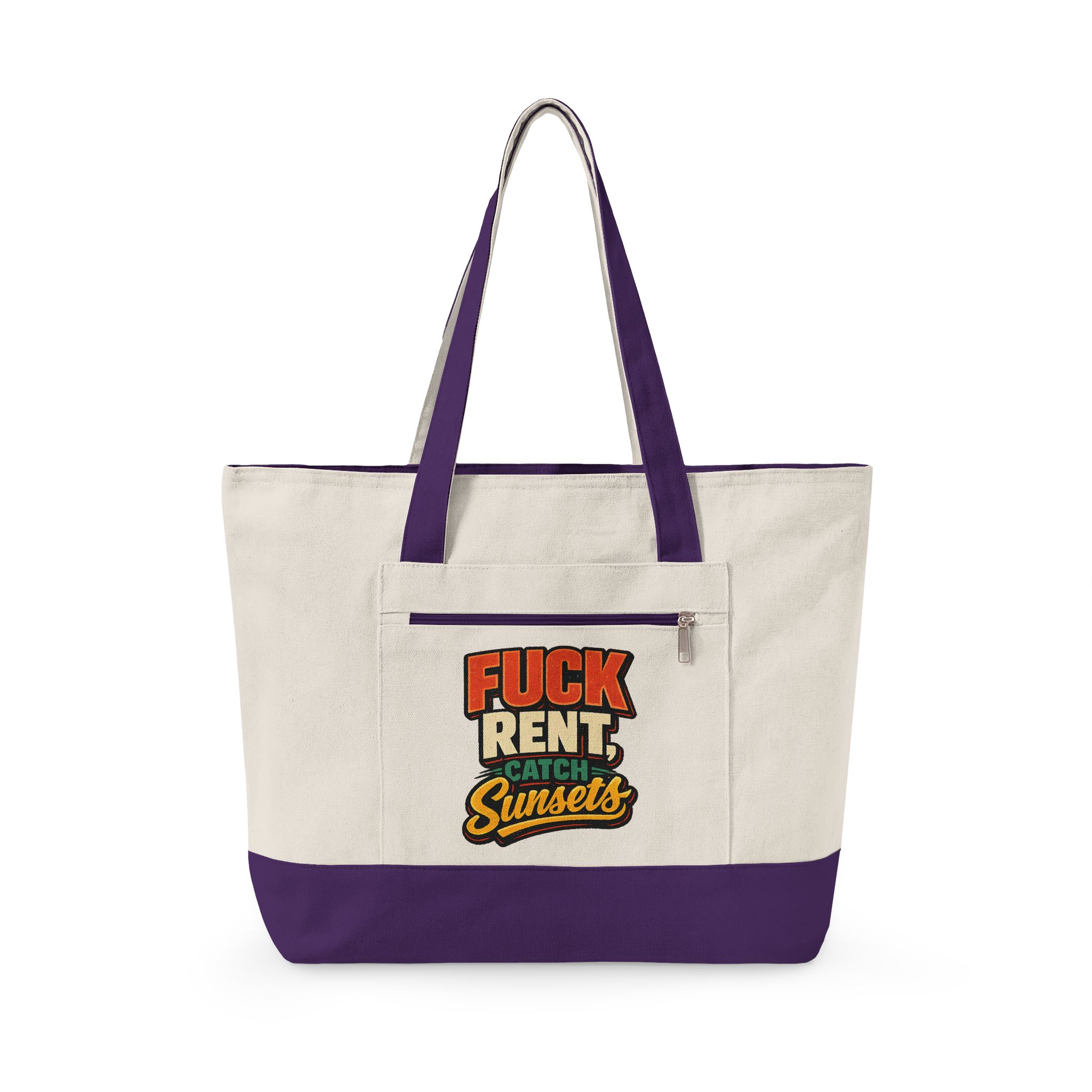 9277283203232164227_2048.jpeg Zippered Canvas Tote — "Fuck Rent" (Design F**K-Line)