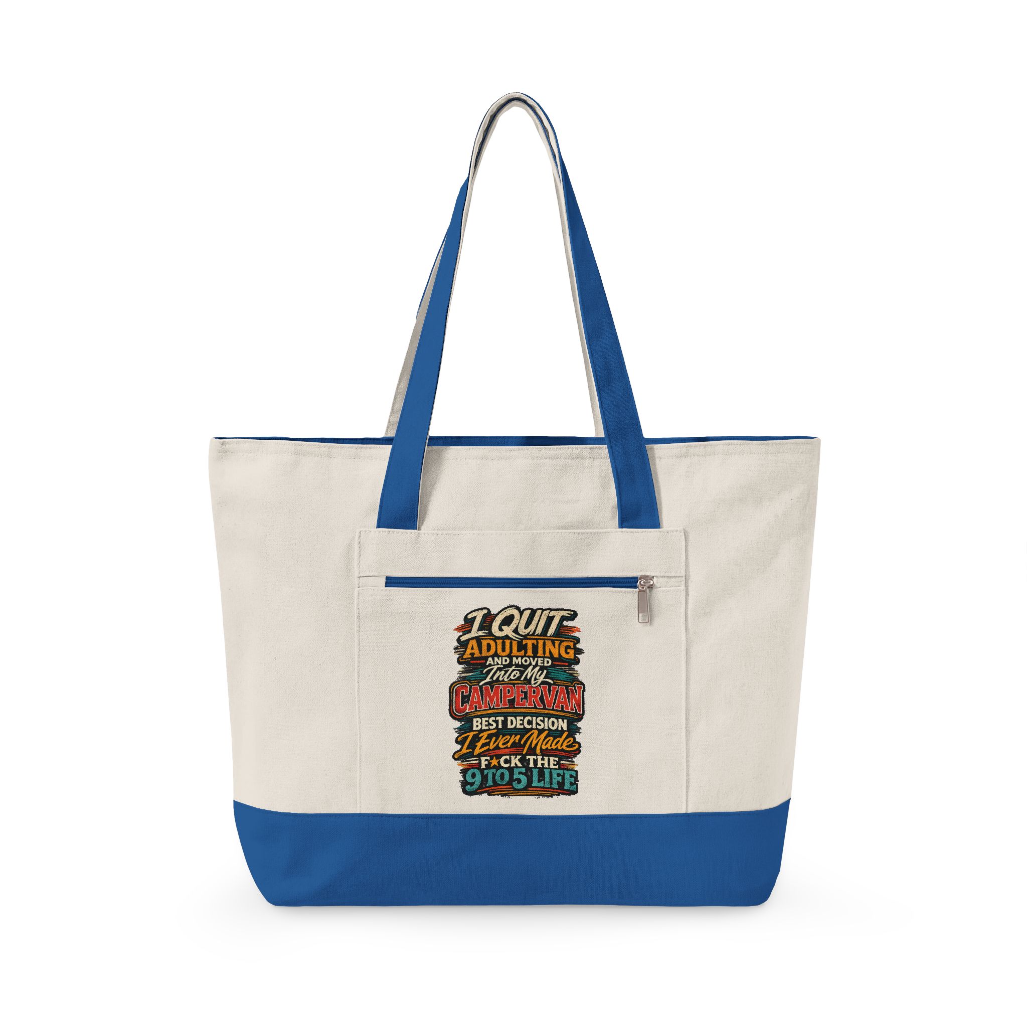 941346361400760803_2048.jpeg Zippered Canvas Tote — "I Quit Adulting" (Design F**K-Line)