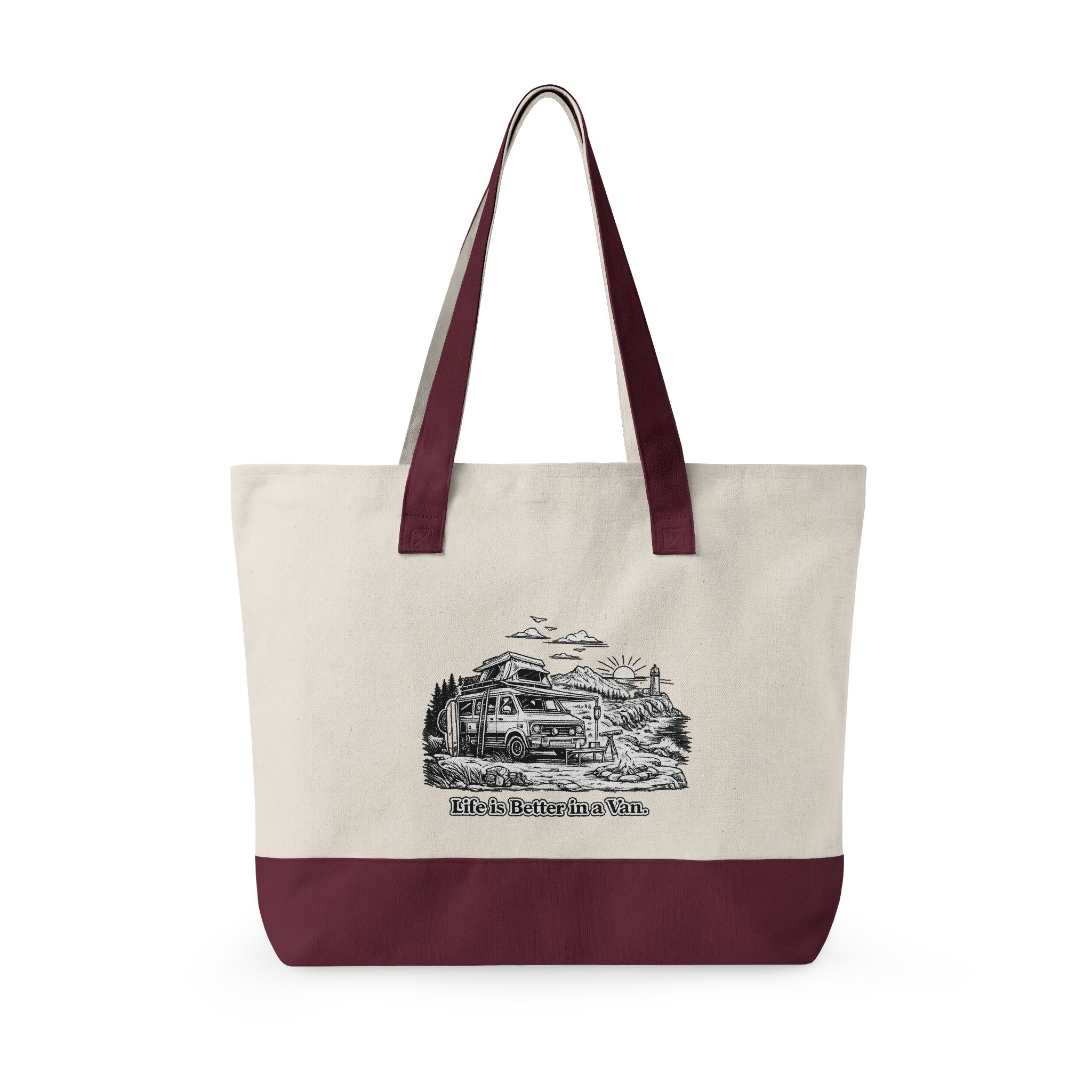 9433453987458917278_2048.jpeg Zippered Canvas Tote — "Life Is Better In A Van" (Design Minimal-Line)