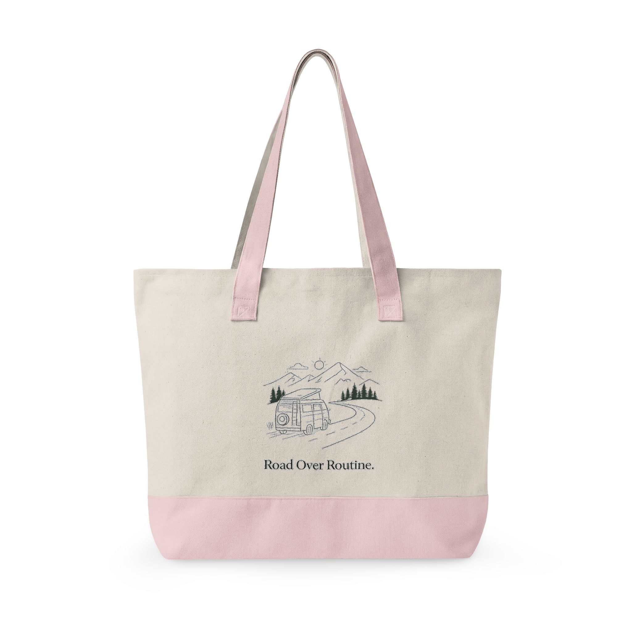 9624222076205760568_2048.jpeg Zippered Canvas Tote — "Road Over Routine" (Design Minimal-Line)