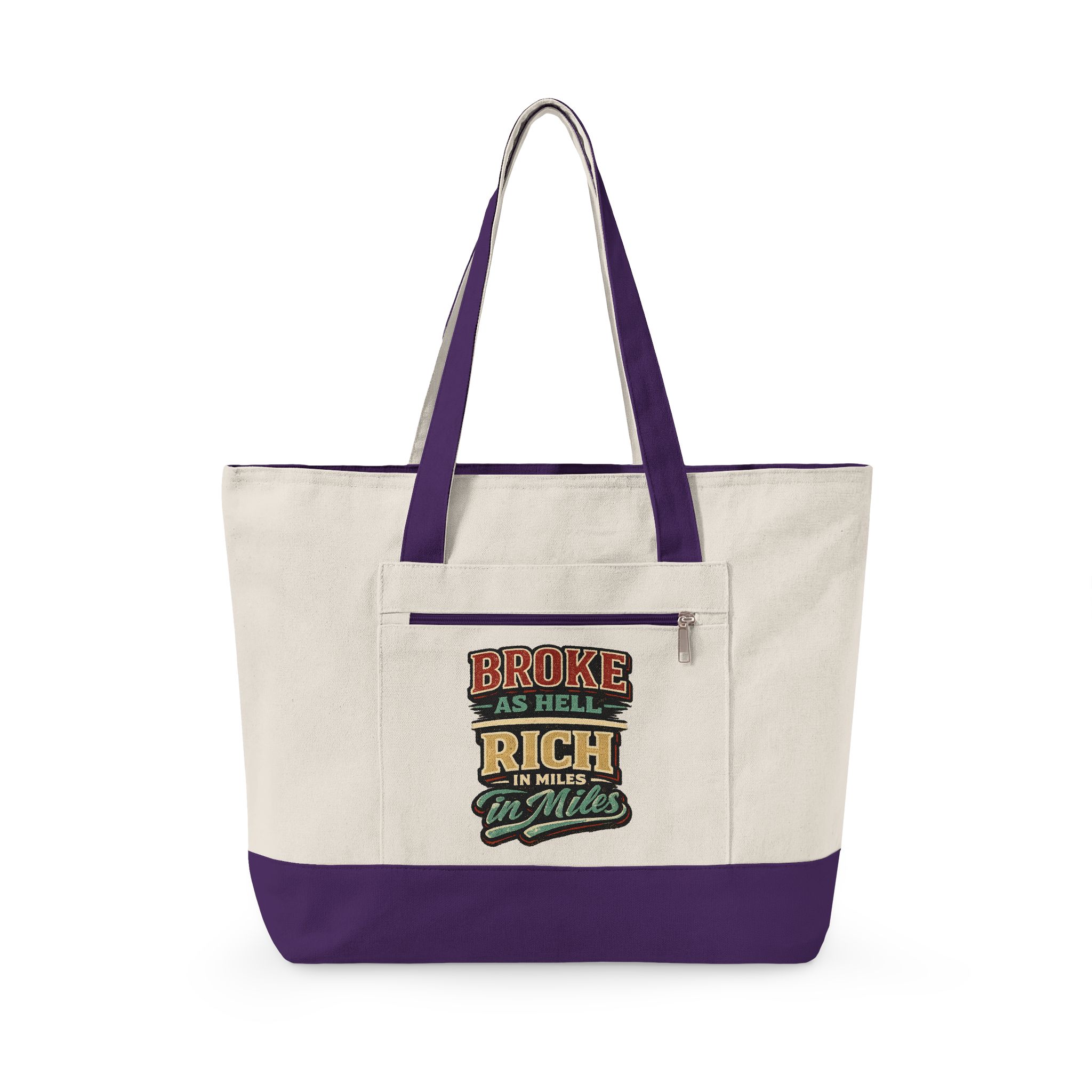 Zippered Canvas Tote — "Broke As Hell" (Design F**K-Line)