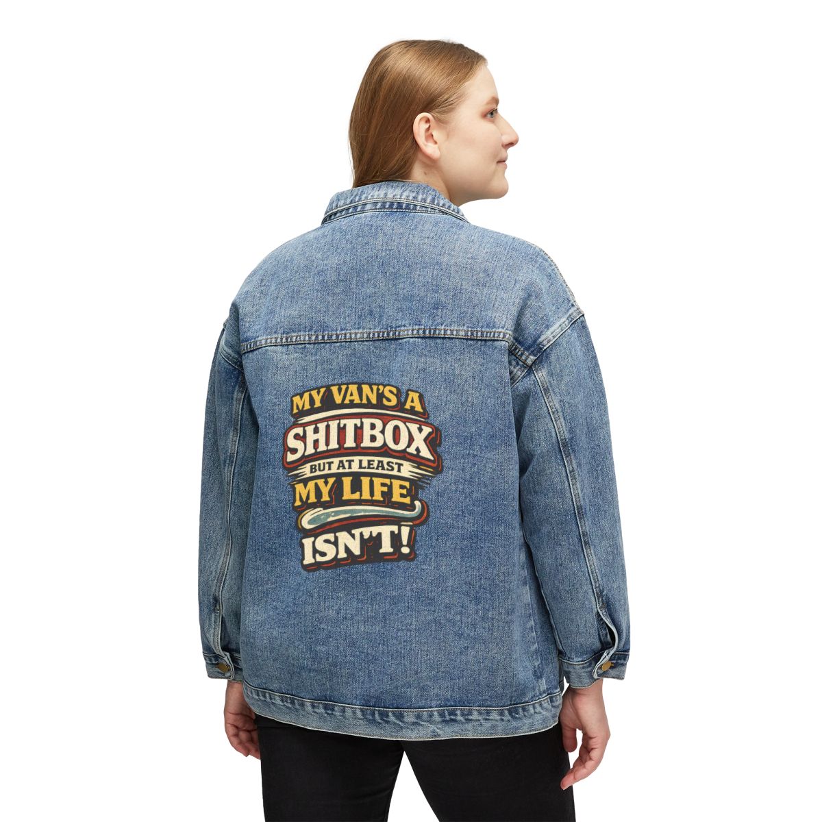 Womens Denim Jacket Women's Denim Jacket — "Adventure Awaits" Design F**K-Line
