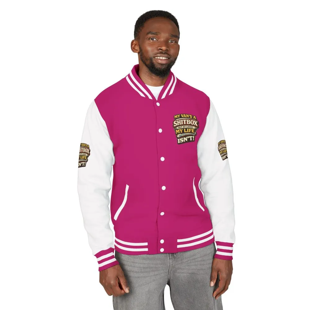 10016431041672090762_2048.jpeg Unisex Heavyweight Letterman Jacket — "My Van`s A Shitbox" Design F**K-Line