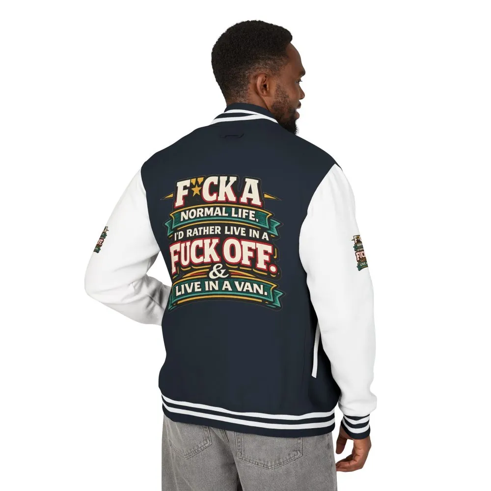 10153983232395625955_2048.jpeg Unisex Heavyweight Letterman Jacket — "Fuck A Normal Life" Design F**K-Line