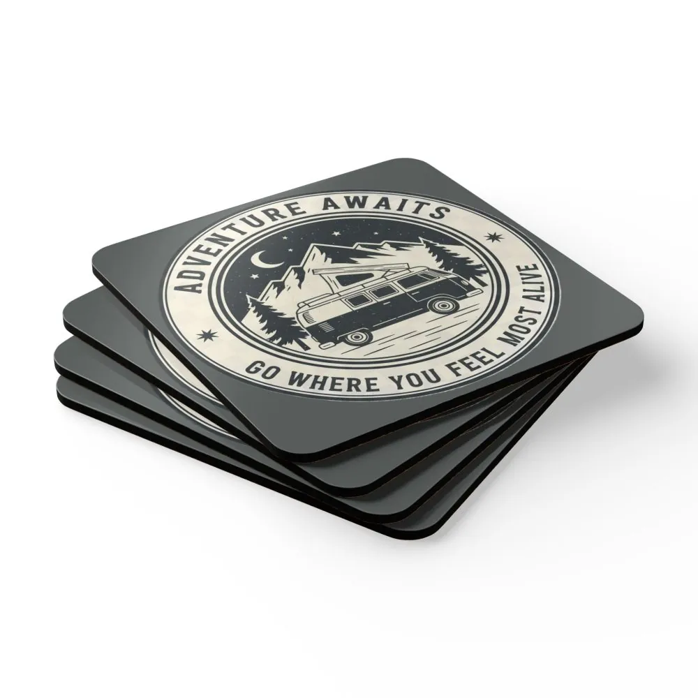 10408169028315916690_2048.jpeg Coaster Set — "Adventure Awaits-Go Where You Feel Most Alive" Cork Coasters