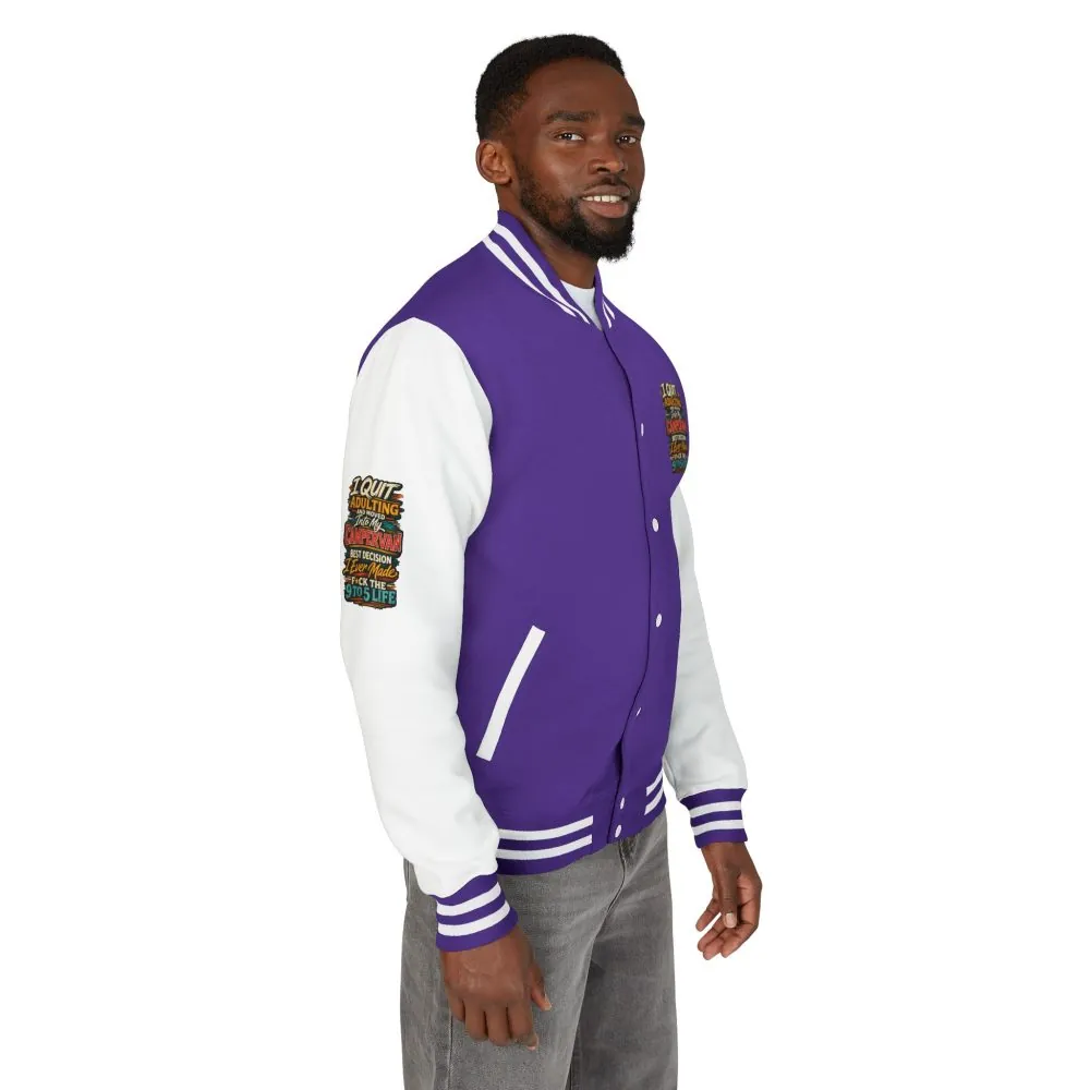 Unisex Heavyweight Letterman Jacket — "I Quit Adulting" Design F**K-Line