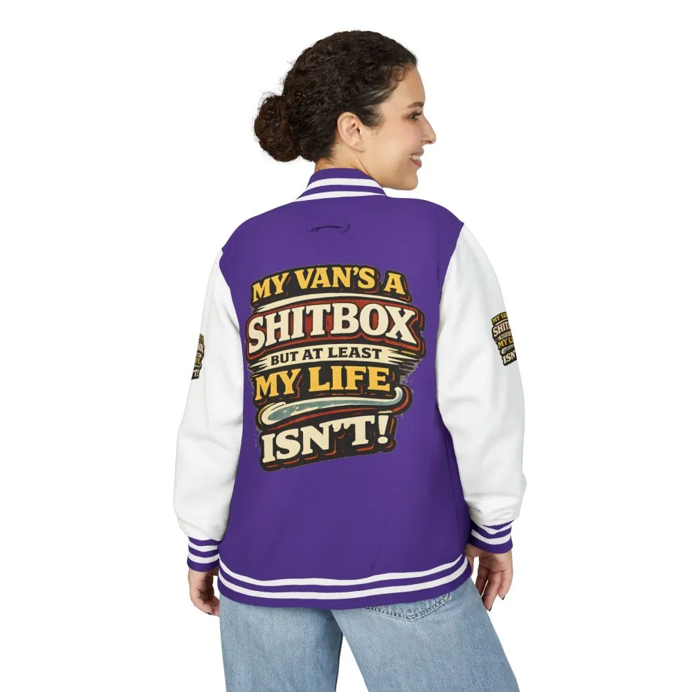 10518129285551196932_2048.jpeg Unisex Heavyweight Letterman Jacket — "My Van`s A Shitbox" Design F**K-Line