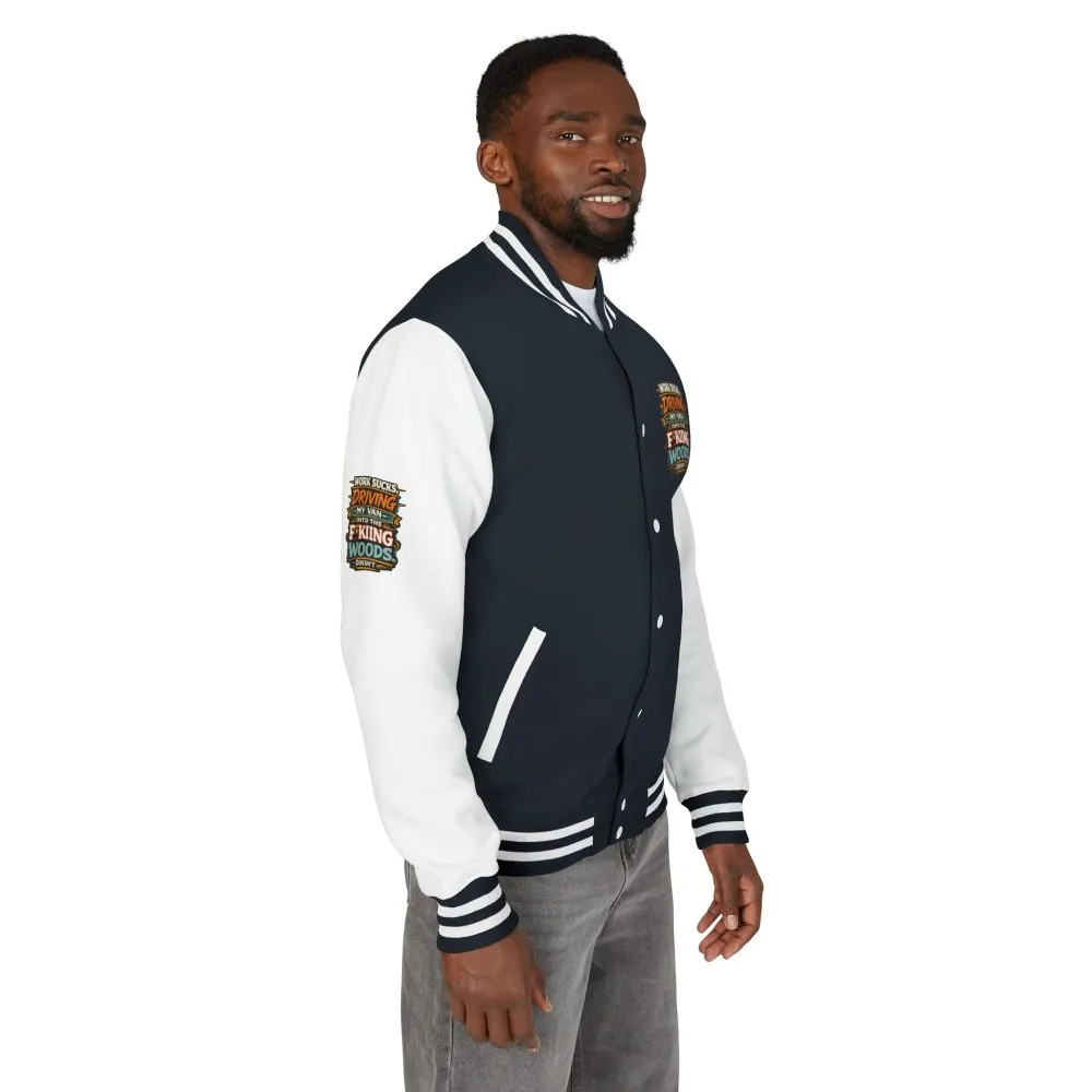 10533478423022092097_2048.jpeg Unisex Heavyweight Letterman Jacket — "Work Sucks" Design F**K-Line