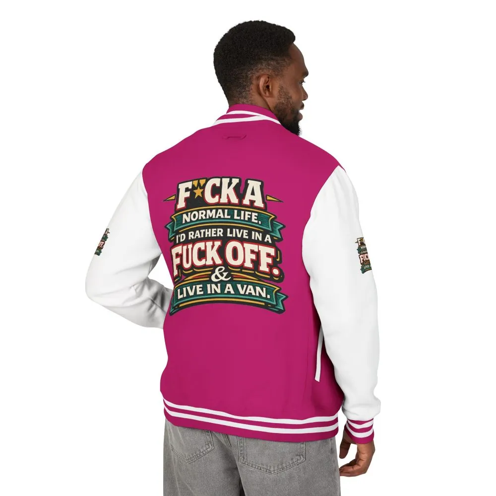 10721490299623486864_2048.jpeg Unisex Heavyweight Letterman Jacket — "Fuck A Normal Life" Design F**K-Line