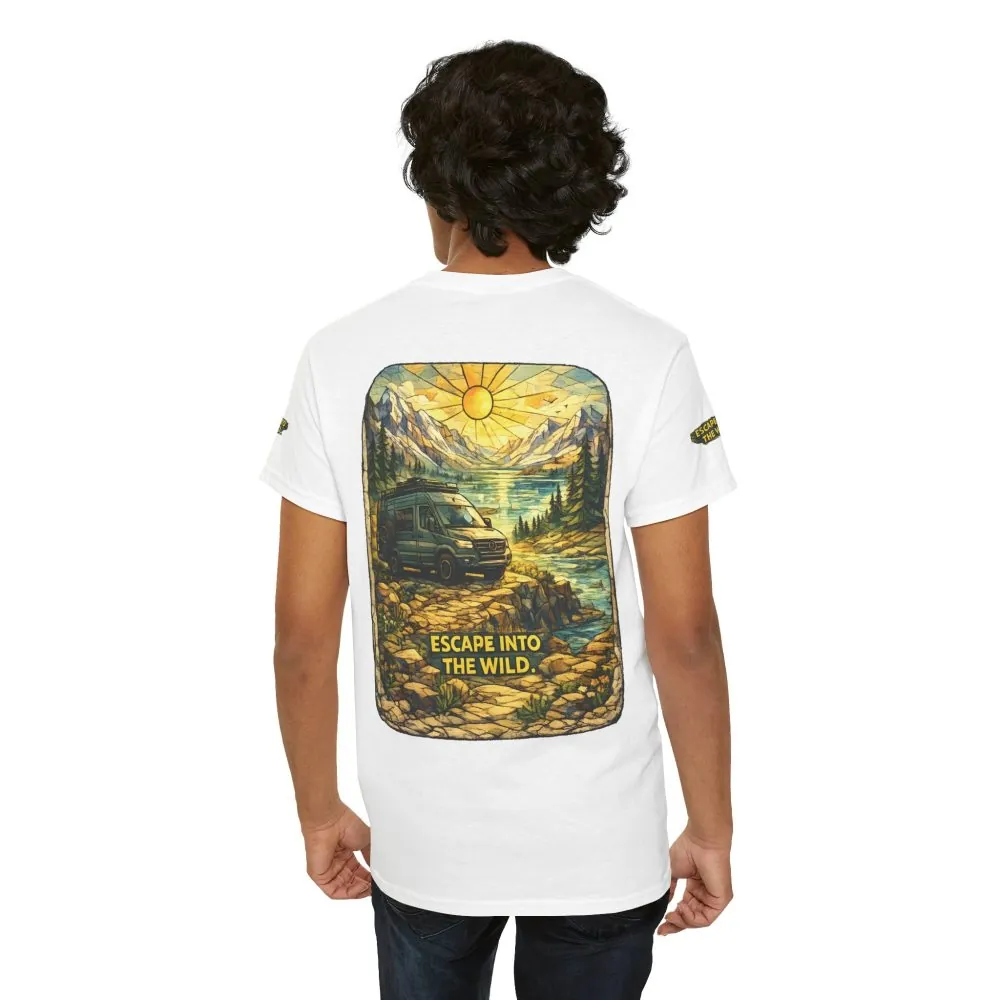 Unisex Heavy Cotton Tee — "Escape Into The Wild" Design Cubic-Line