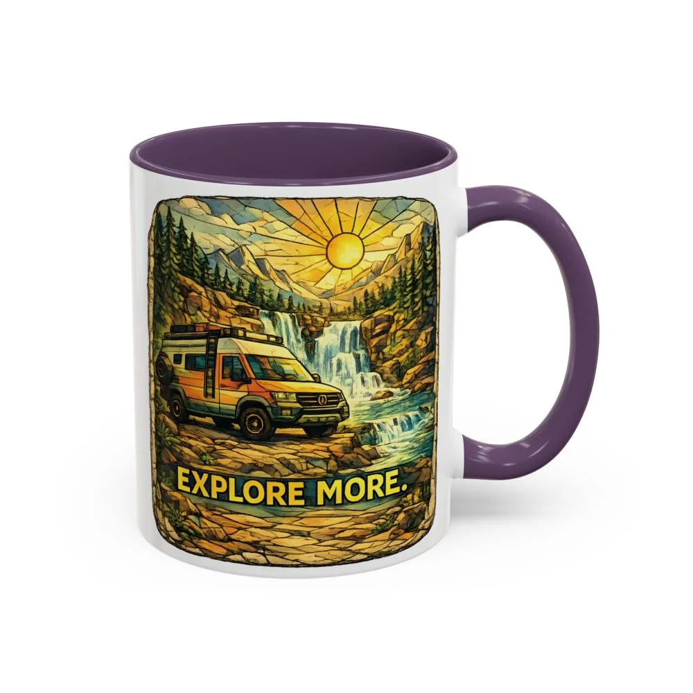Accent Coffee Mug (11, 15oz) — "Explore More" Design Cubic-Line