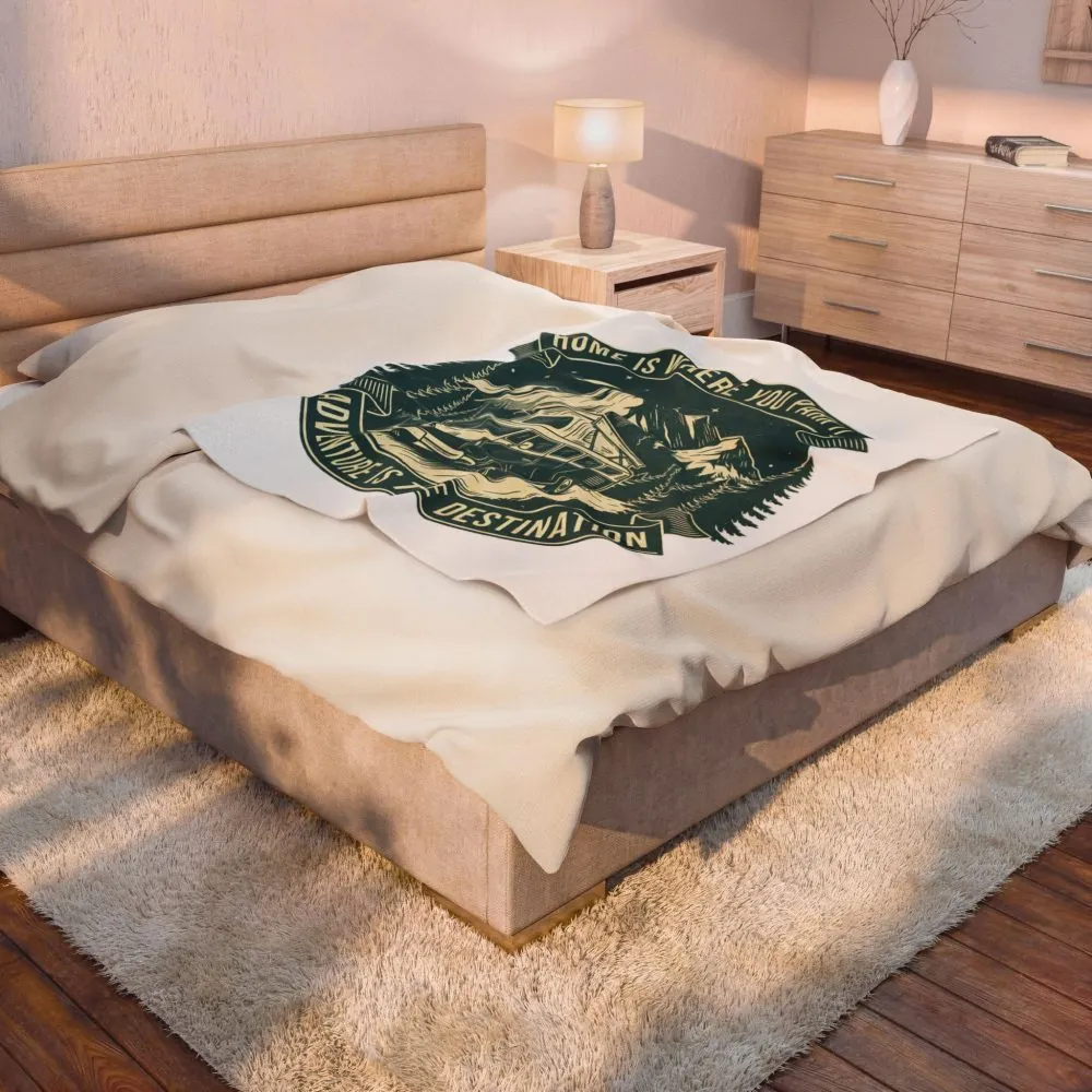 10824468930305453840_2048.jpeg Velveteen Blanket —"Home Is Where You Park It-Adventure is the destination" Camper Throw
