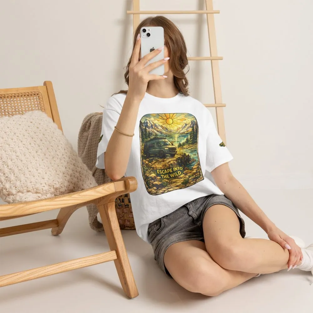 10945084581321203599_2048.jpeg Unisex Heavy Cotton Tee — "Escape Into The Wild" Design Cubic-Line