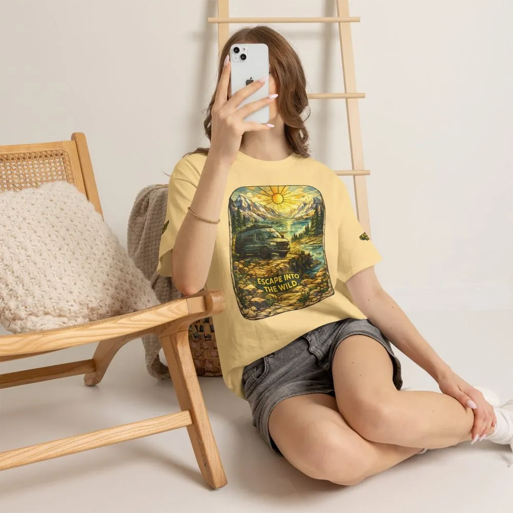 Unisex Heavy Cotton Tee — "Escape Into The Wild" Design Cubic-Line