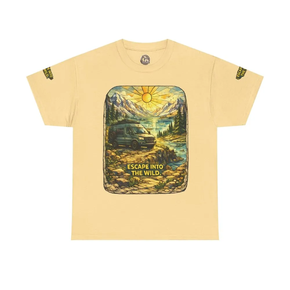 Unisex Heavy Cotton Tee — "Escape Into The Wild" Design Cubic-Line