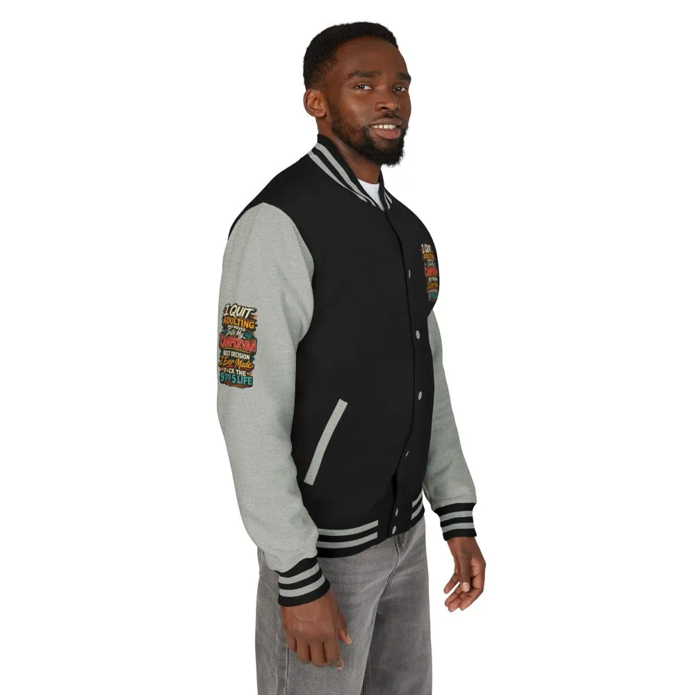Unisex Heavyweight Letterman Jacket — "I Quit Adulting" Design F**K-Line