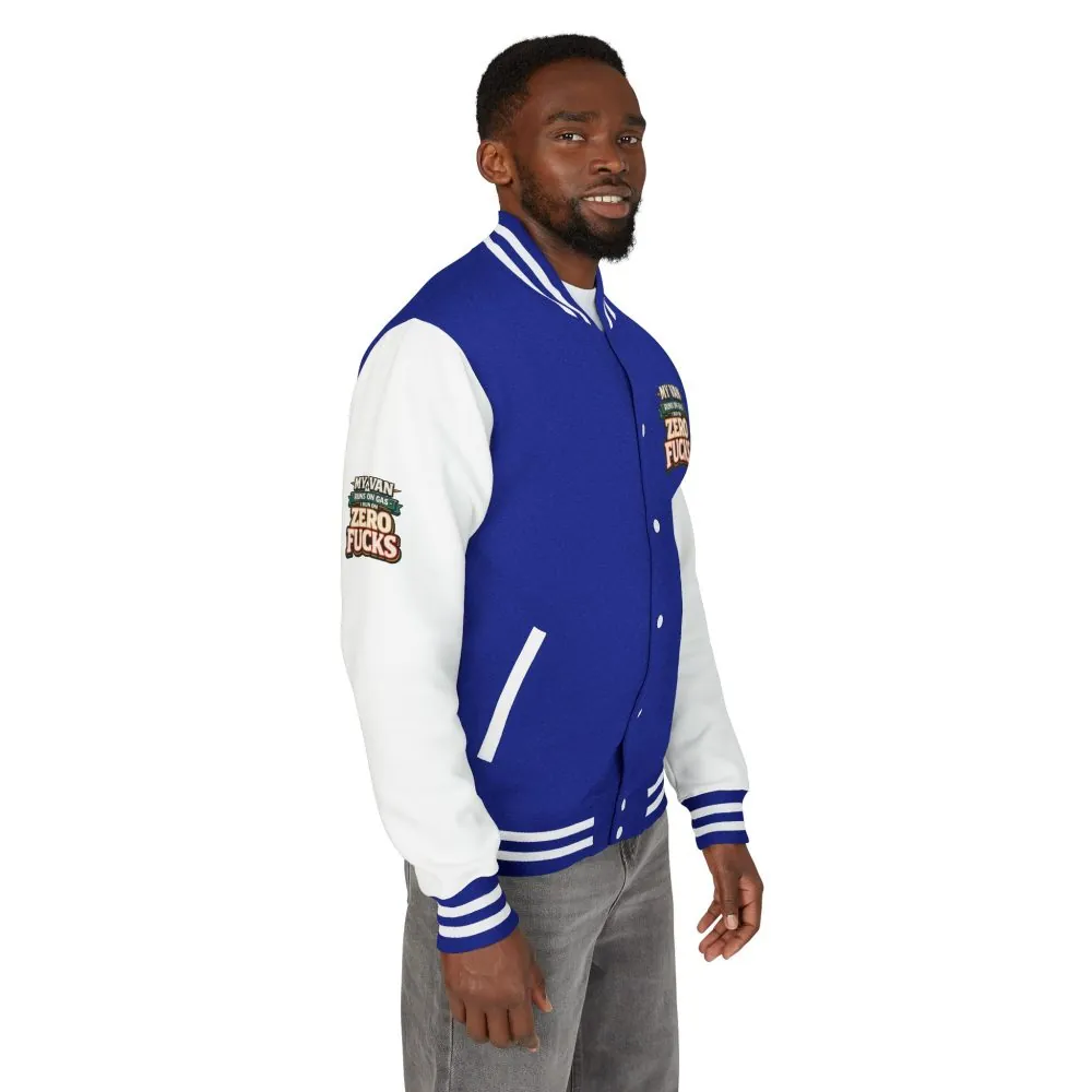 Unisex Heavyweight Letterman Jacket — "My Van Runs On Gas" Design F**K-Line