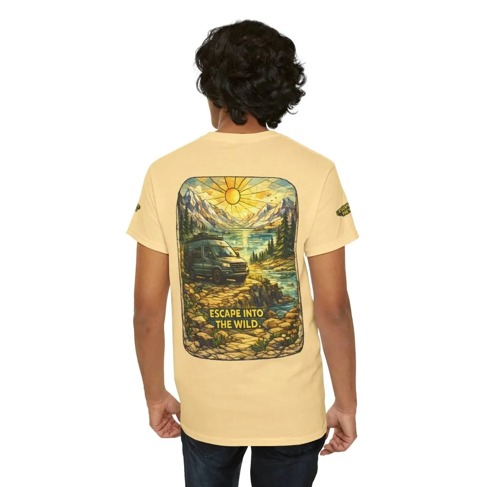 Unisex Heavy Cotton Tee — "Escape Into The Wild" Design Cubic-Line