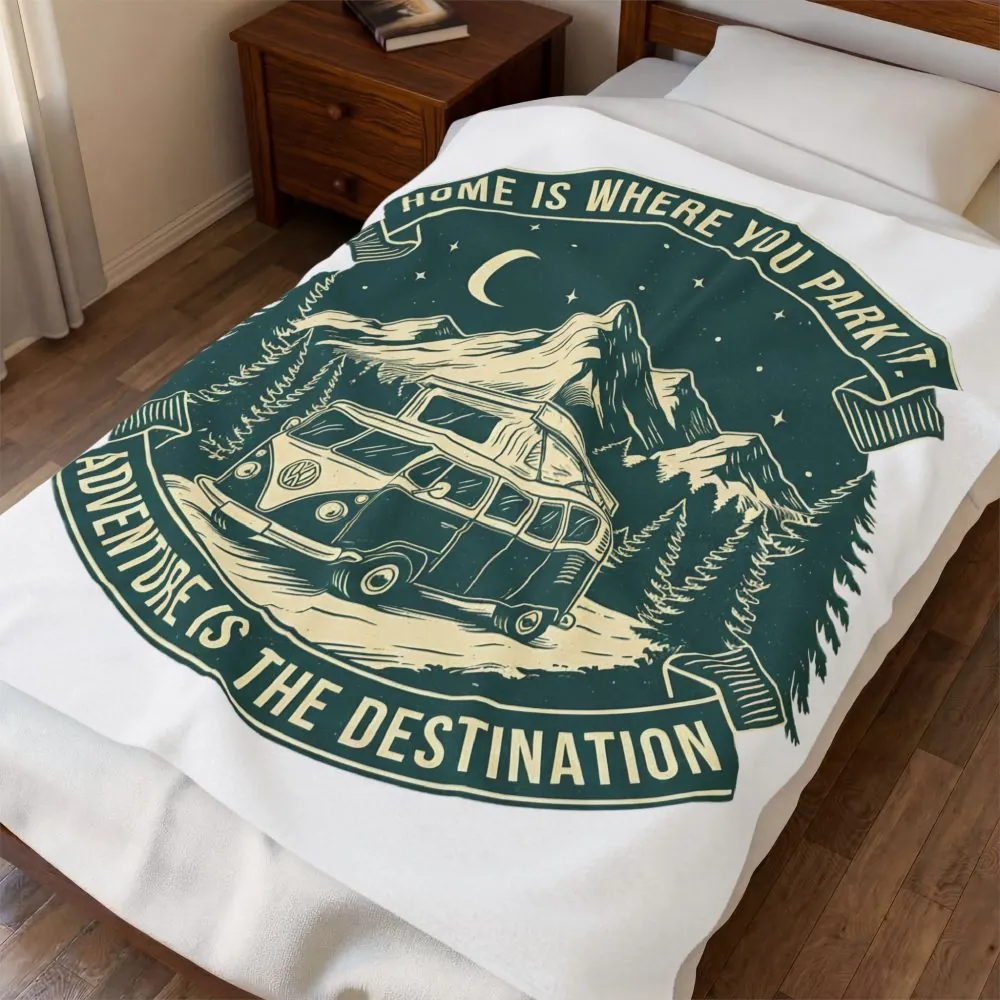 11460333981596581862_2048.jpeg Velveteen Blanket —"Home Is Where You Park It-Adventure is the destination" Camper Throw