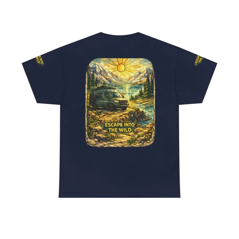 Unisex Heavy Cotton Tee — "Escape Into The Wild" Design Cubic-Line