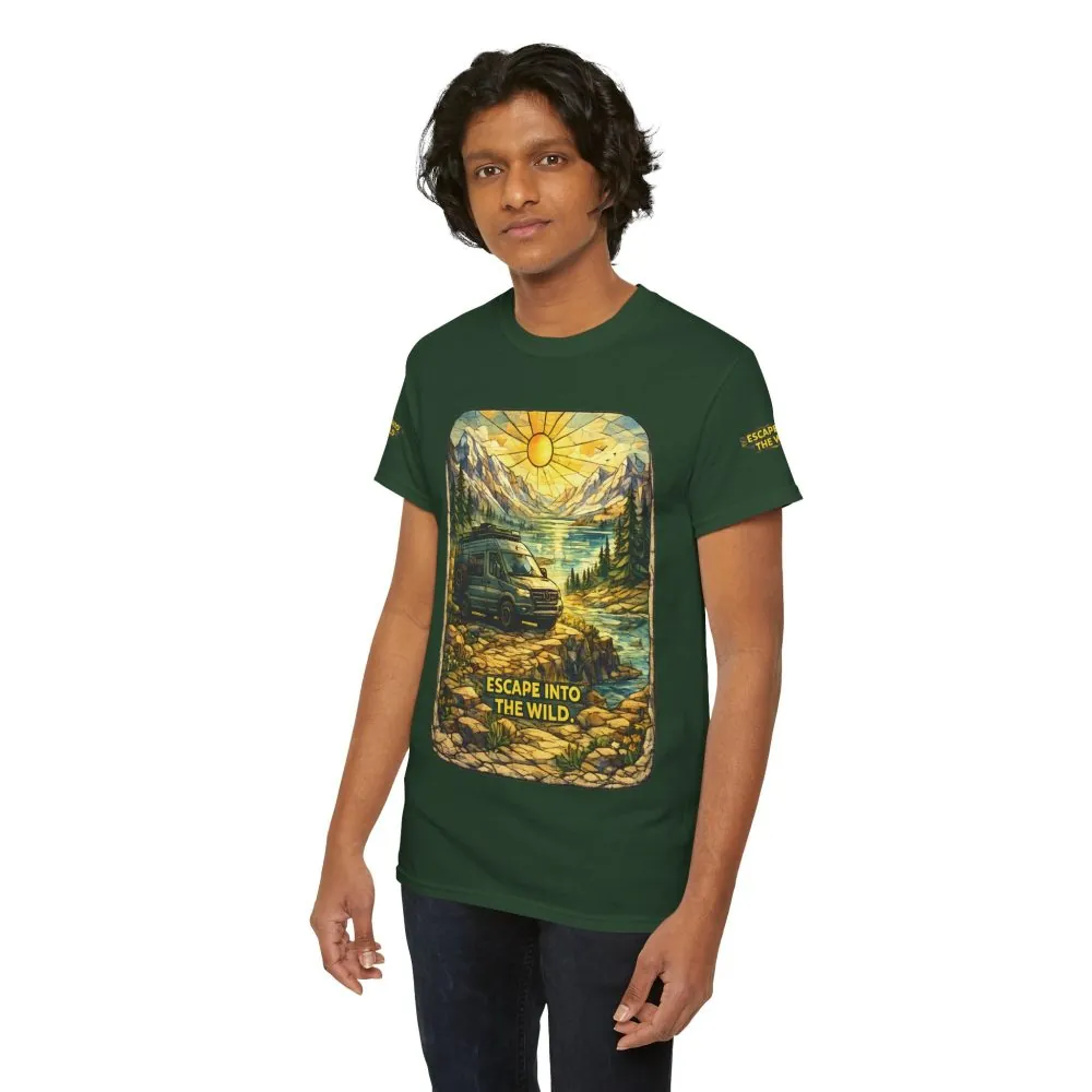 Unisex Heavy Cotton Tee — "Escape Into The Wild" Design Cubic-Line