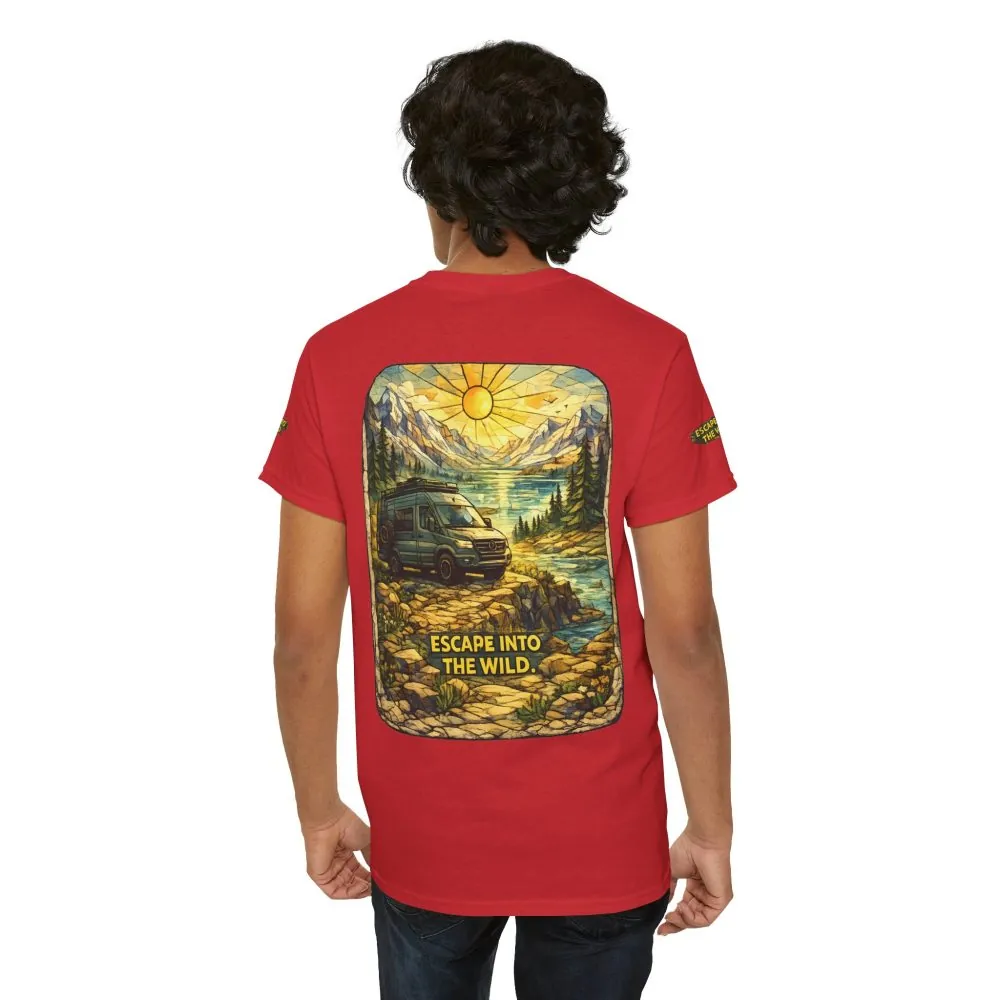 Unisex Heavy Cotton Tee — "Escape Into The Wild" Design Cubic-Line