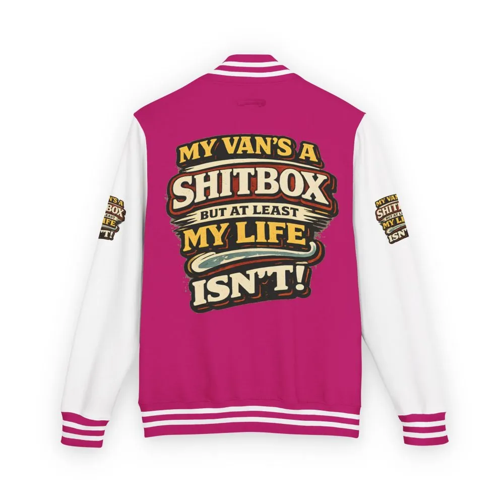 1173465650509456687_2048.jpeg Unisex Heavyweight Letterman Jacket — "My Van`s A Shitbox" Design F**K-Line