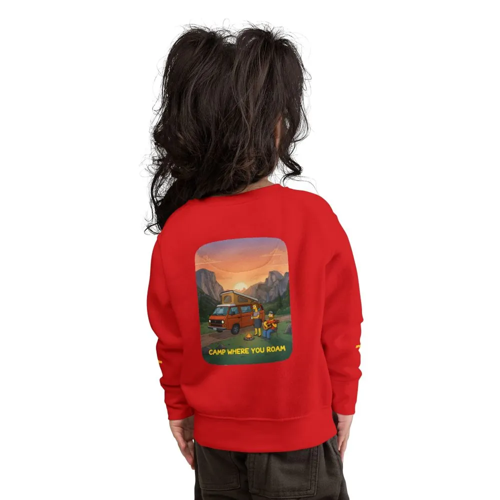12210386835892820086_2048.jpeg Toddler Sweatshirt - "Camp Where You Roam" (Design Sitcom-Line)