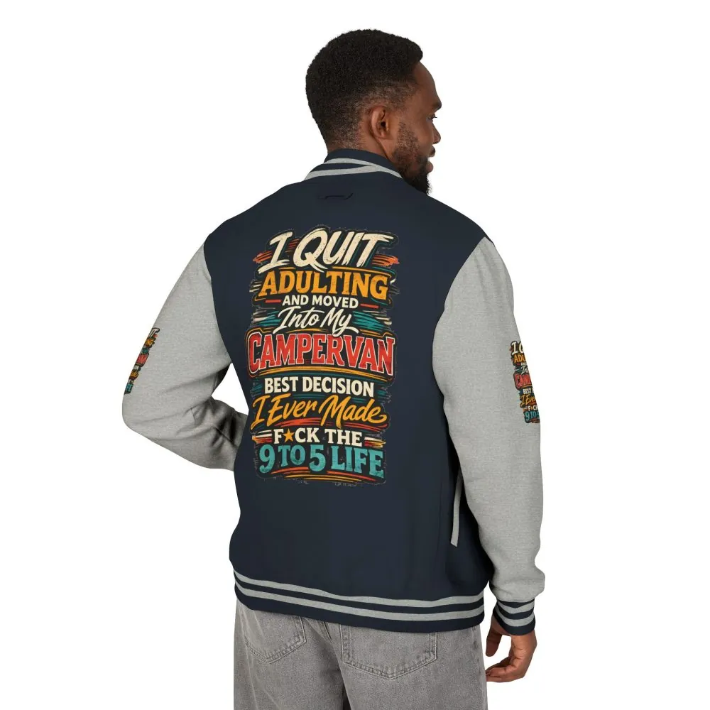 Unisex Heavyweight Letterman Jacket — "I Quit Adulting" Design F**K-Line