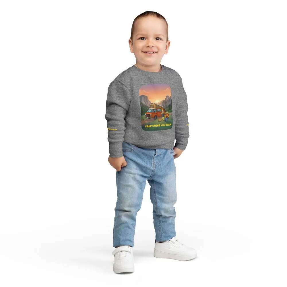 1289307056311190454_2048.jpeg Toddler Sweatshirt - "Camp Where You Roam" (Design Sitcom-Line)