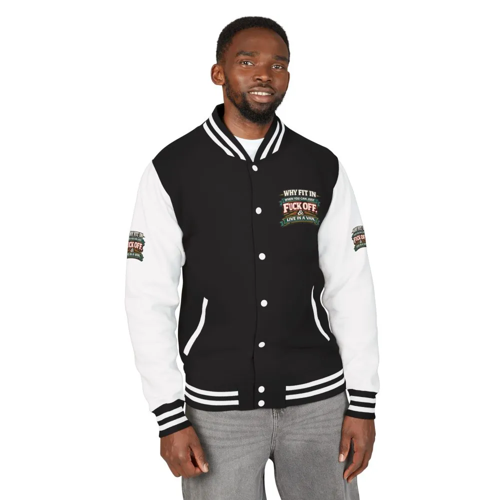 12965494527327140004_2048.jpeg Unisex Heavyweight Letterman Jacket — "Why Fit In" Design F**K-Line