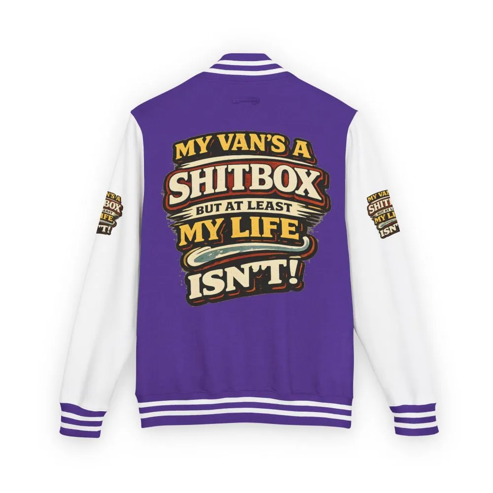 12997006049072649171_2048.jpeg Unisex Heavyweight Letterman Jacket — "My Van`s A Shitbox" Design F**K-Line