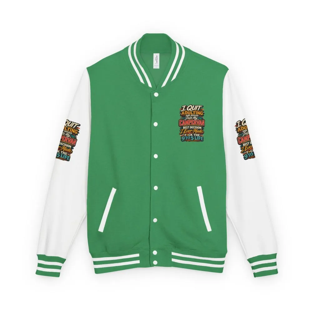 Unisex Heavyweight Letterman Jacket — "I Quit Adulting" Design F**K-Line