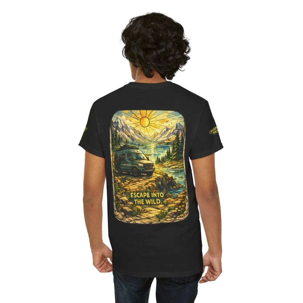 Unisex Heavy Cotton Tee — "Escape Into The Wild" Design Cubic-Line