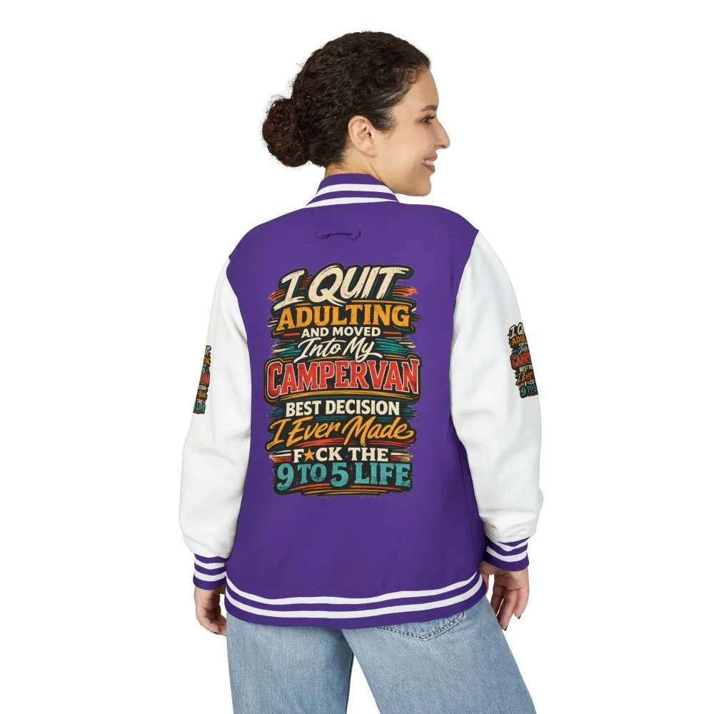 Unisex Heavyweight Letterman Jacket — "I Quit Adulting" Design F**K-Line