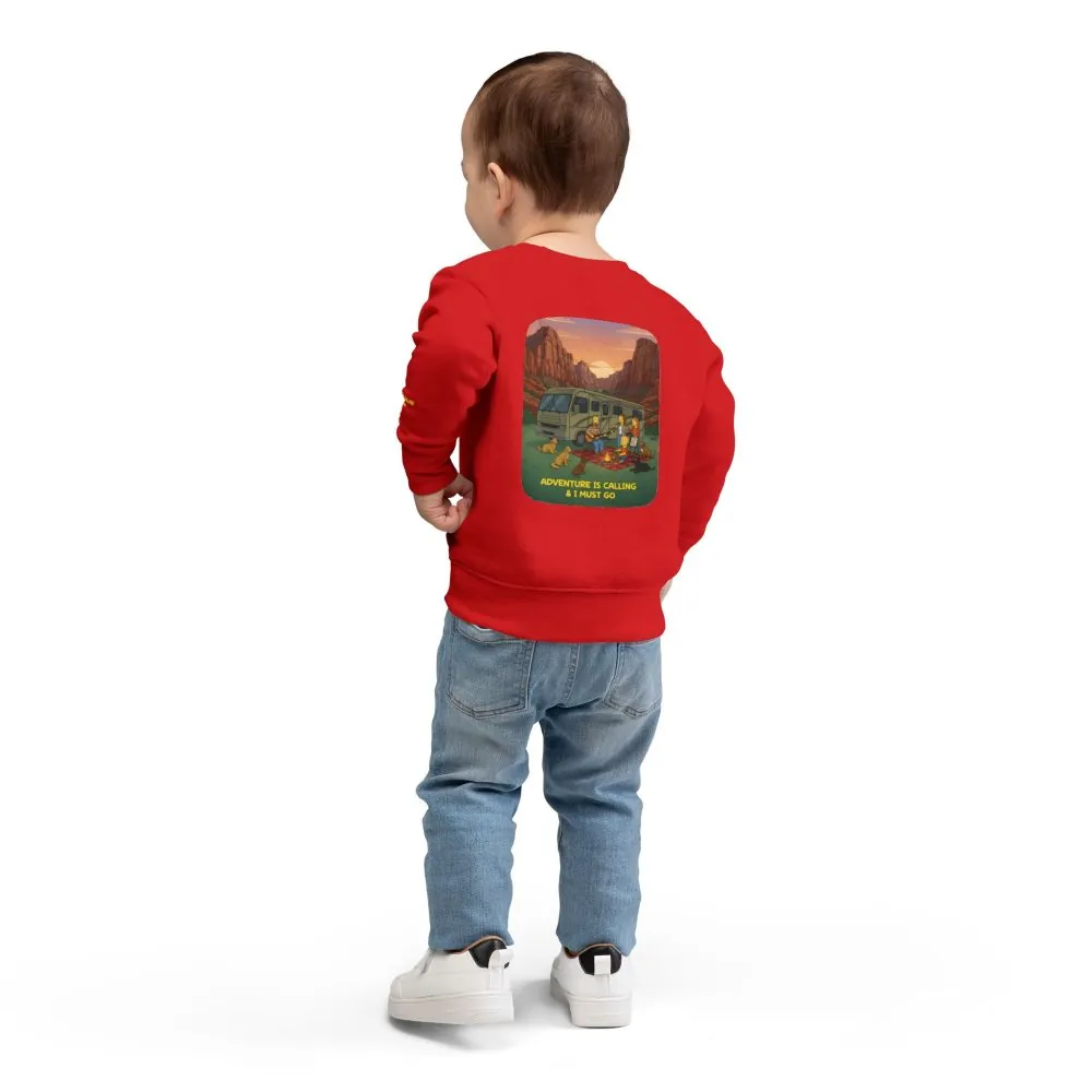 13286736170416060096_2048.jpeg Toddler Sweatshirt - "Adventure Is Calling-I Must Go" (Design Sitcom-Line)