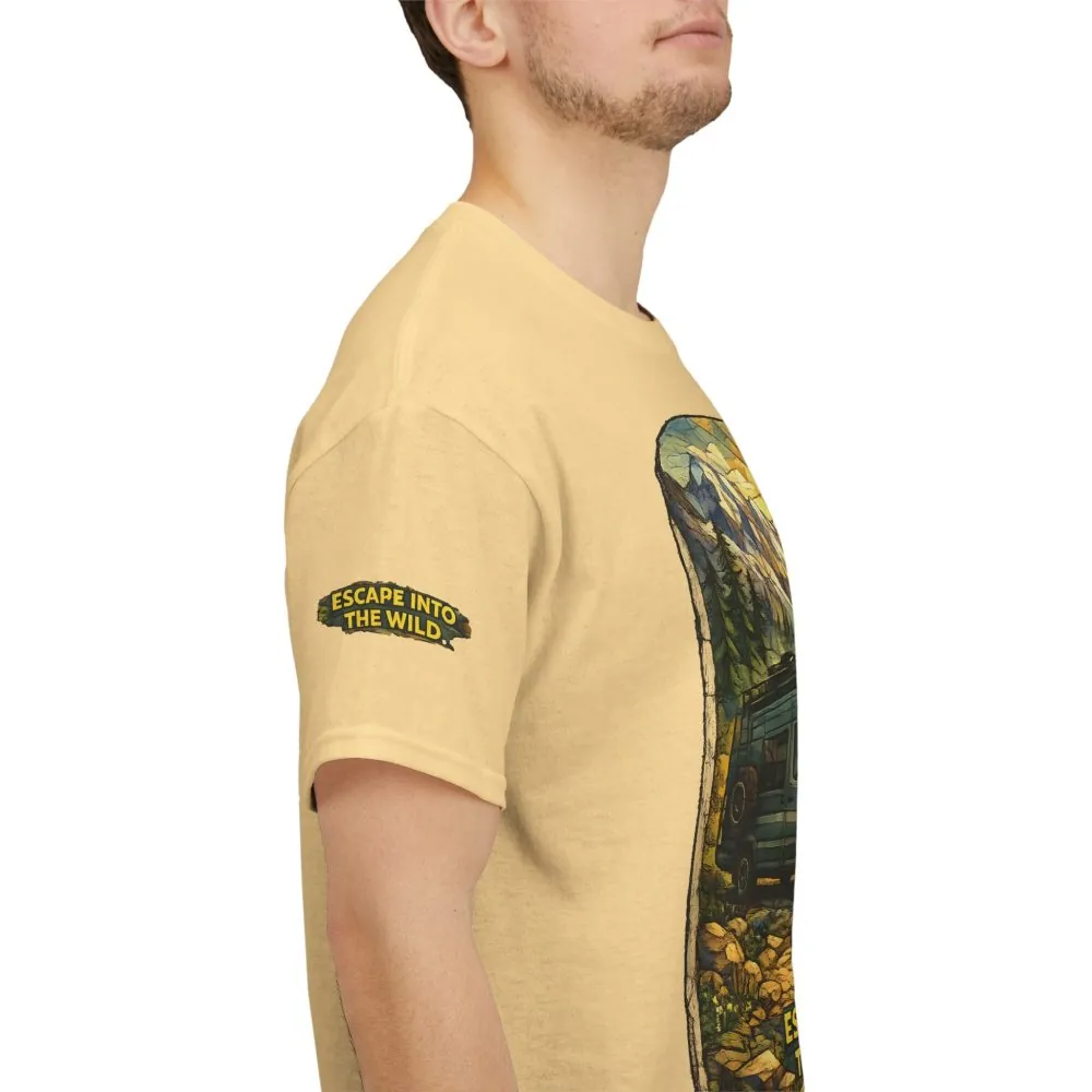Unisex Heavy Cotton Tee — "Escape Into The Wild" Design Cubic-Line