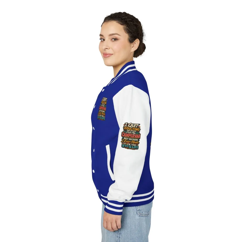 Unisex Heavyweight Letterman Jacket — "I Quit Adulting" Design F**K-Line