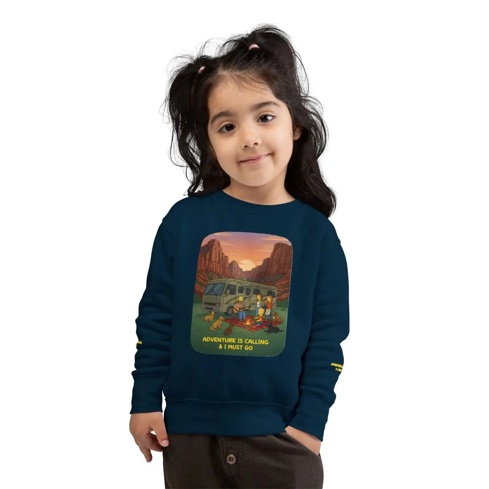 13572352031776137710_2048.jpeg Toddler Sweatshirt - "Adventure Is Calling-I Must Go" (Design Sitcom-Line)